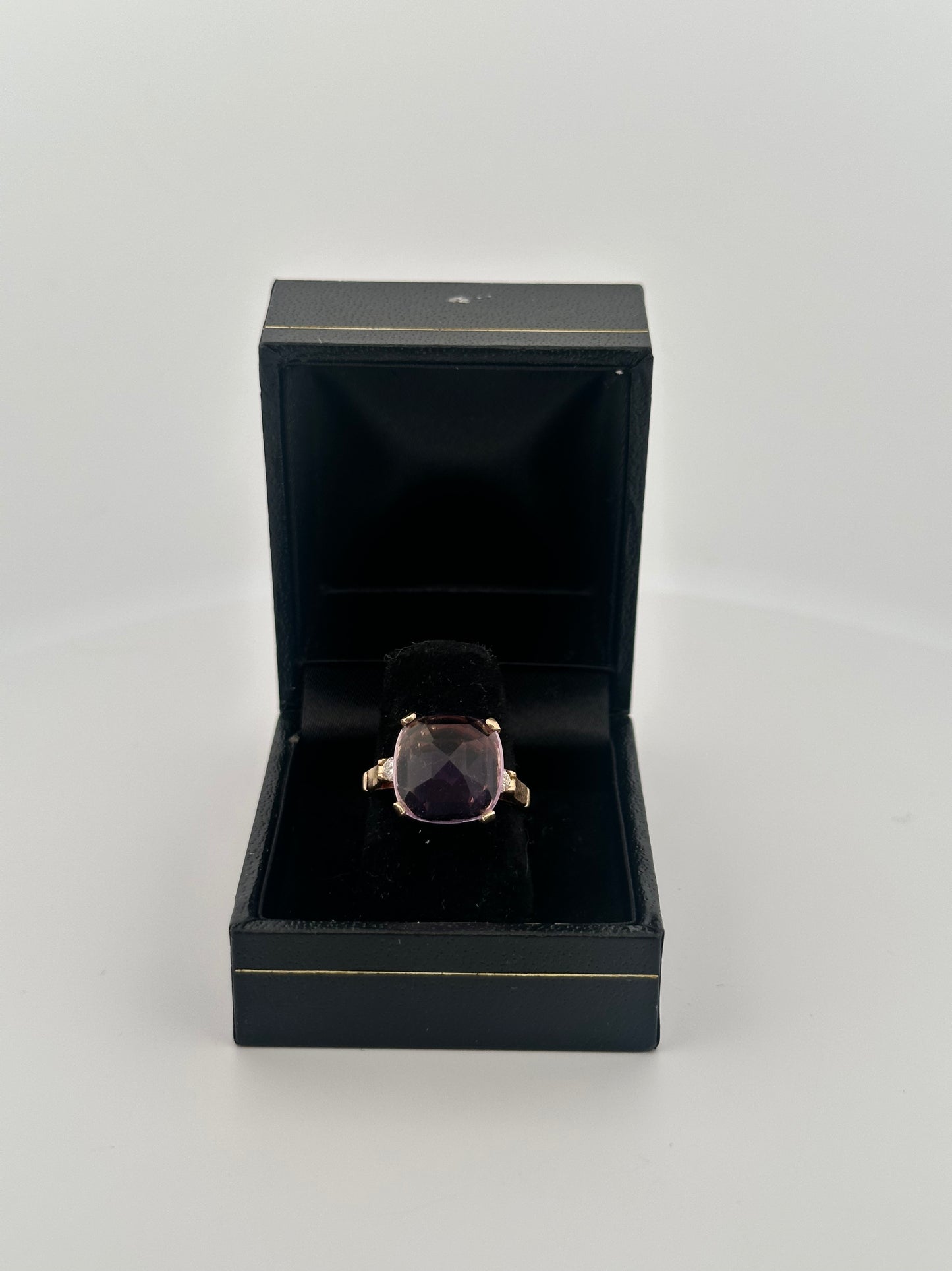 Antique Victorian amethyst ring with diamond accents in 10k