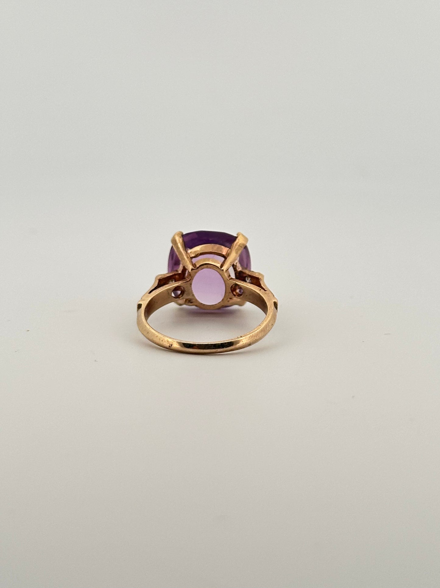 Antique Victorian amethyst ring with diamond accents in 10k
