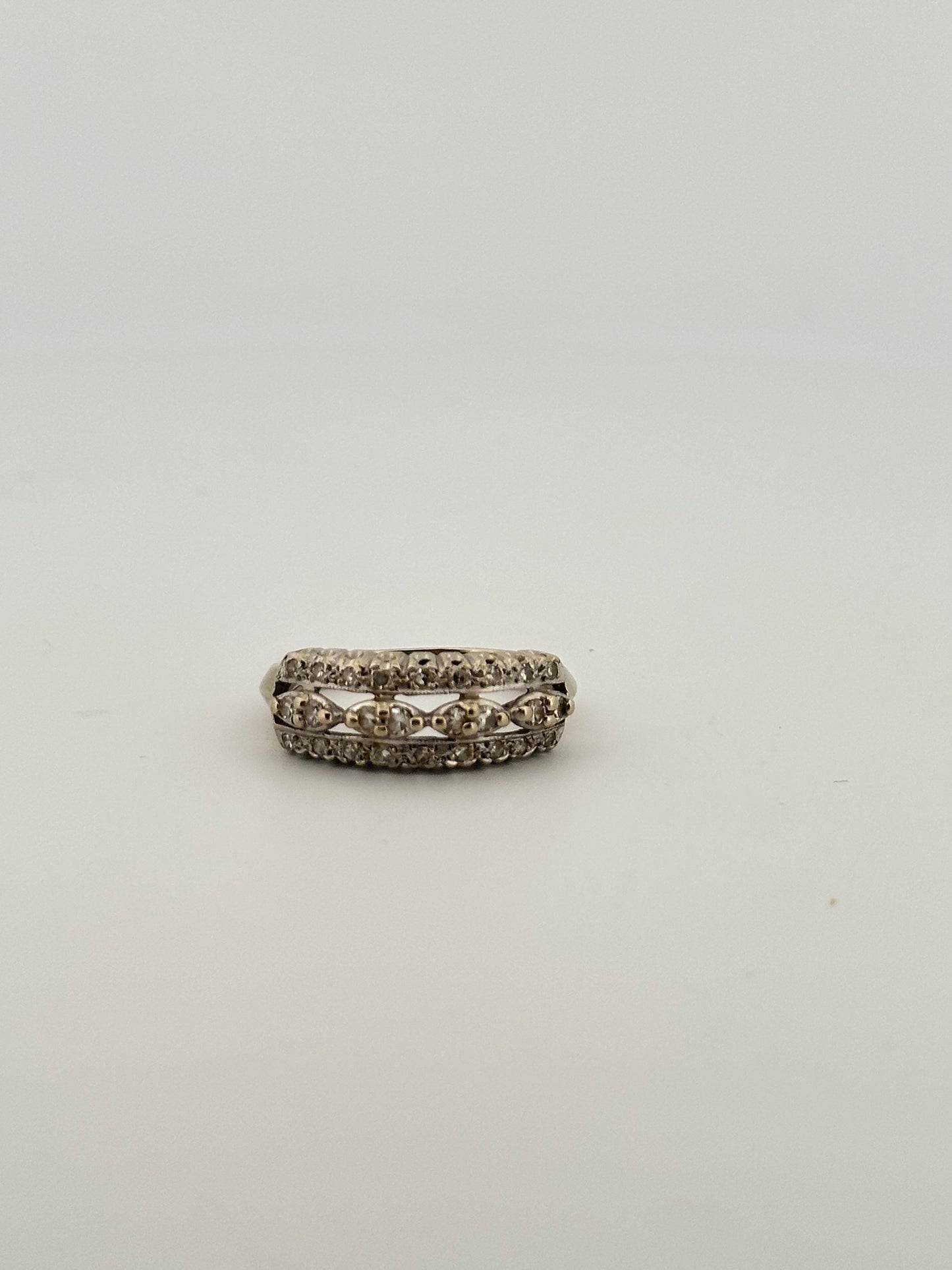 Vintage 14k white gold natural diamond band