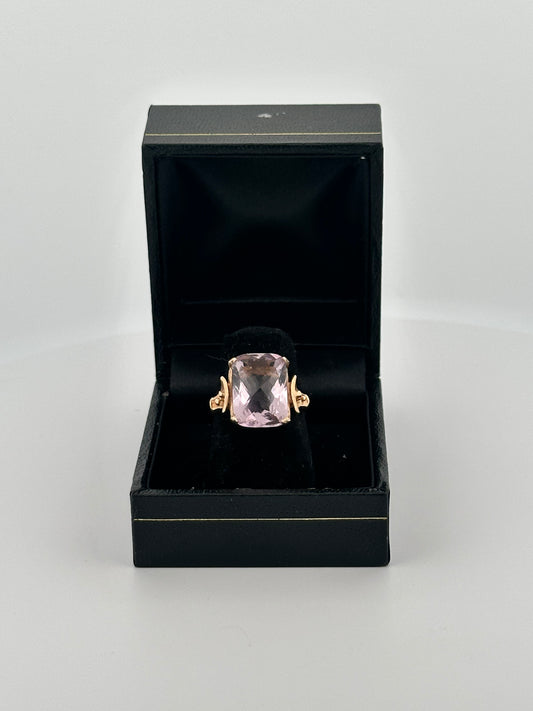 Vintage 10k natural checkerboard cut amethyst cocktail ring