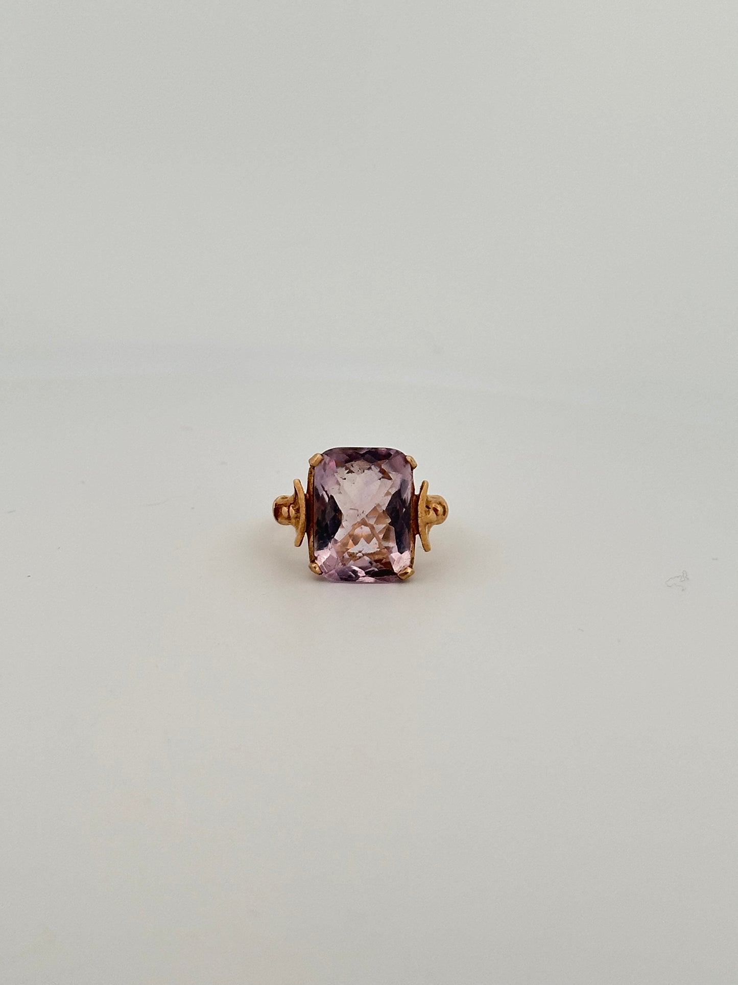 Vintage 10k natural checkerboard cut amethyst cocktail ring
