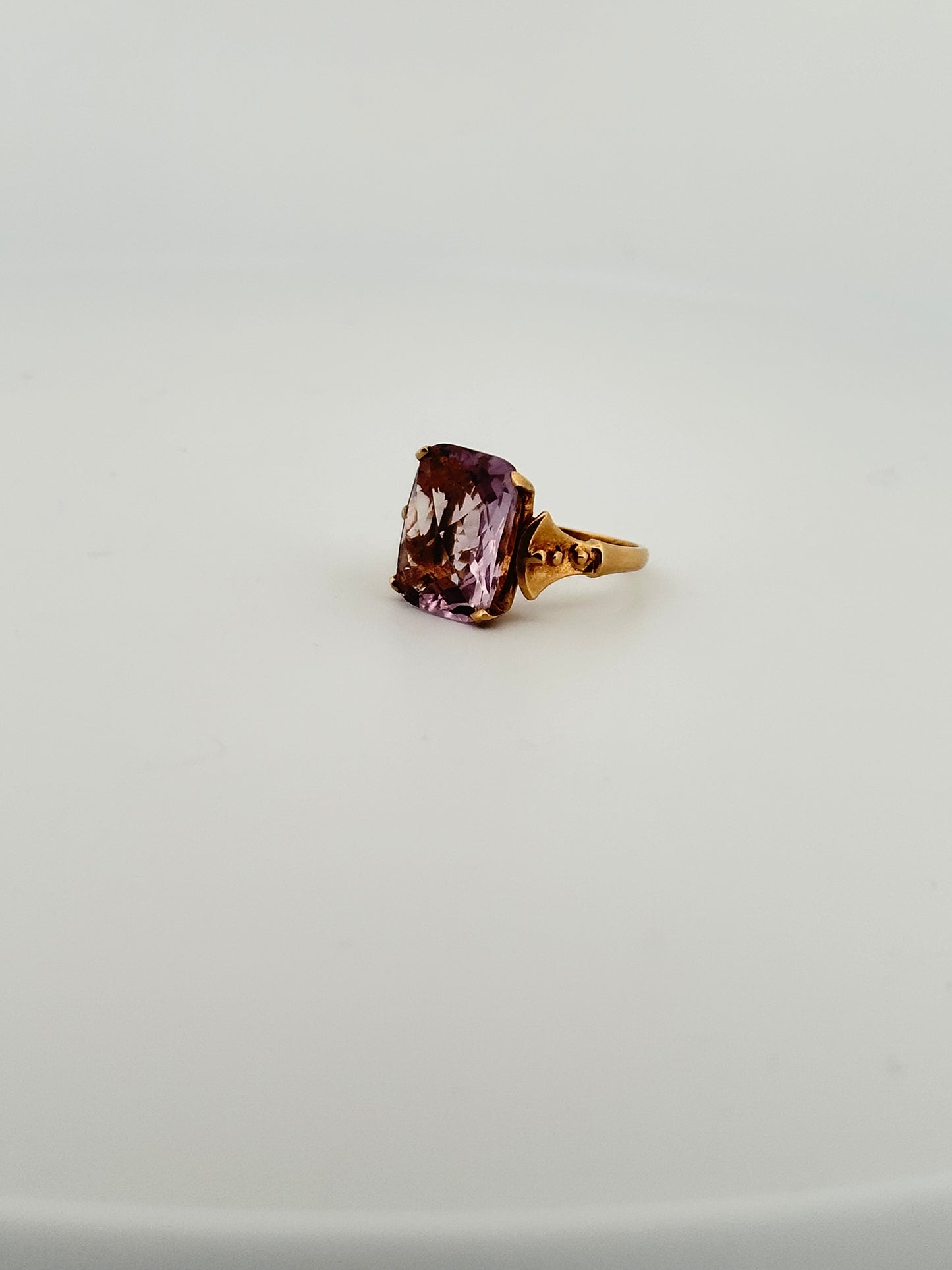 Vintage 10k natural checkerboard cut amethyst cocktail ring