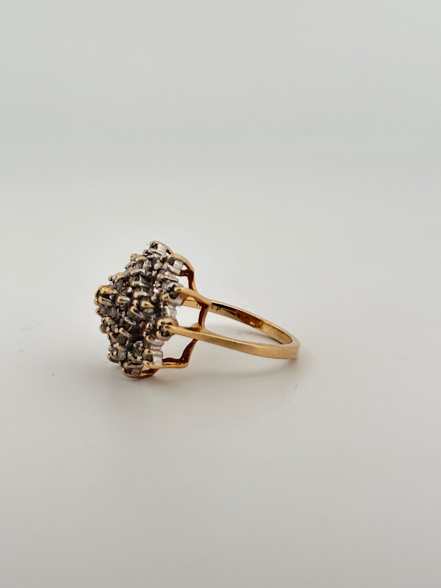 Vintage 14k natural salt and pepper diamond cocktail ring