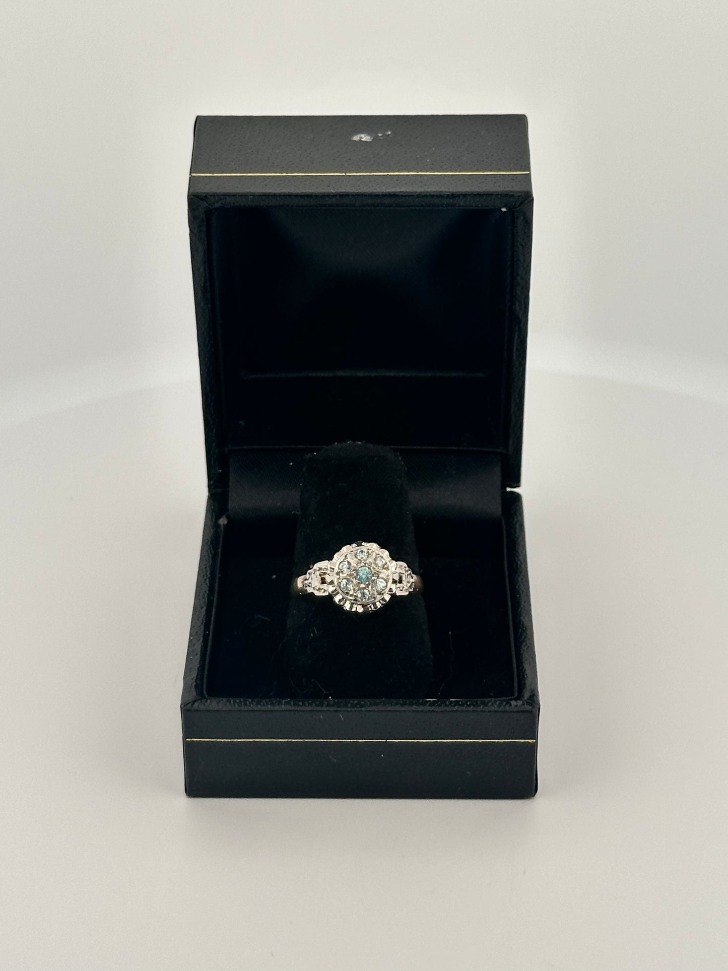 Antique two toned blue zircon band in 14k gold