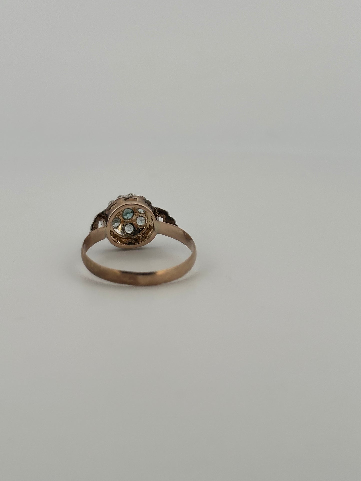 Antique two toned blue zircon band in 14k gold