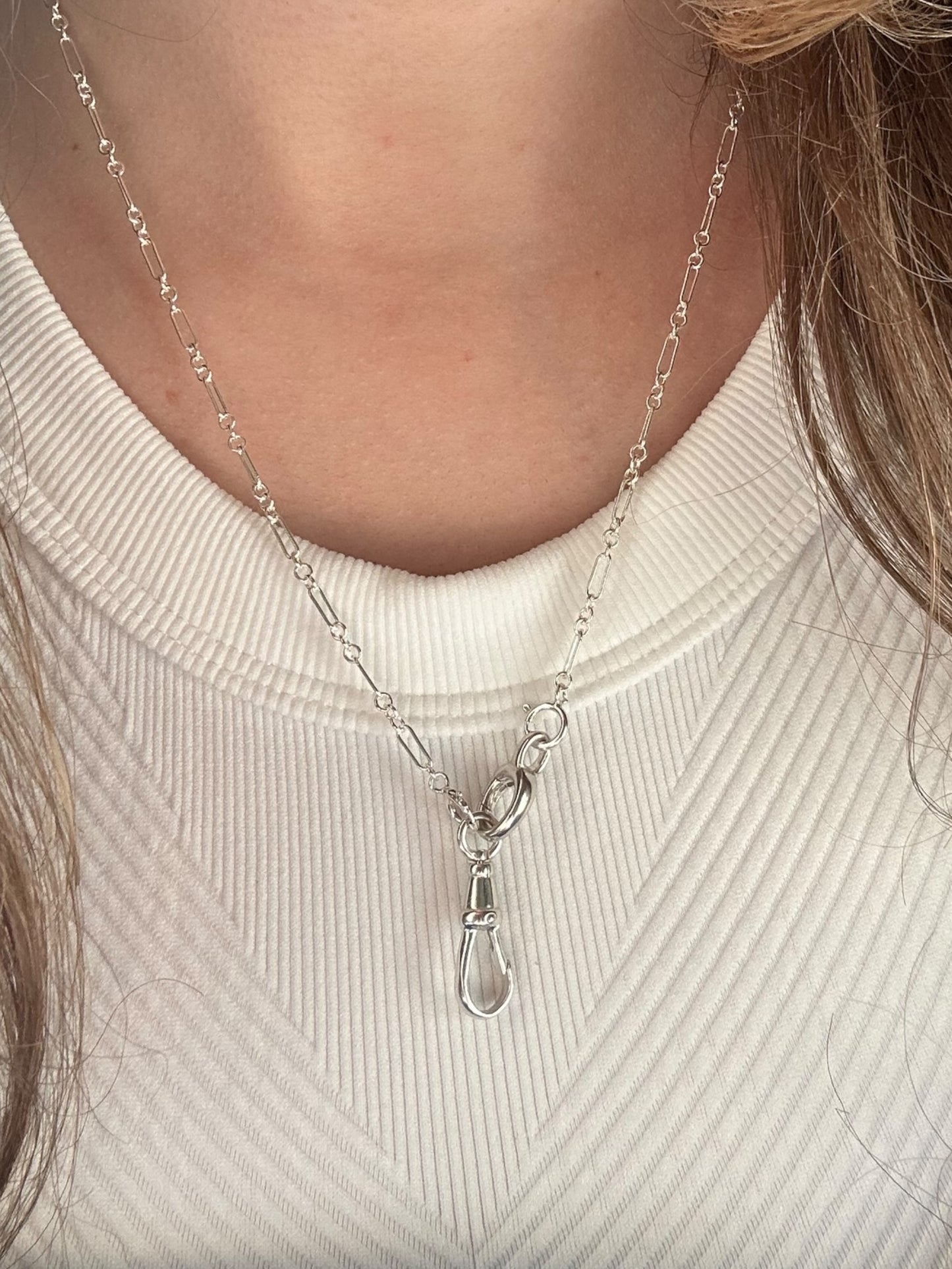 Fob clip charm holder necklace in 925 Sterling silver