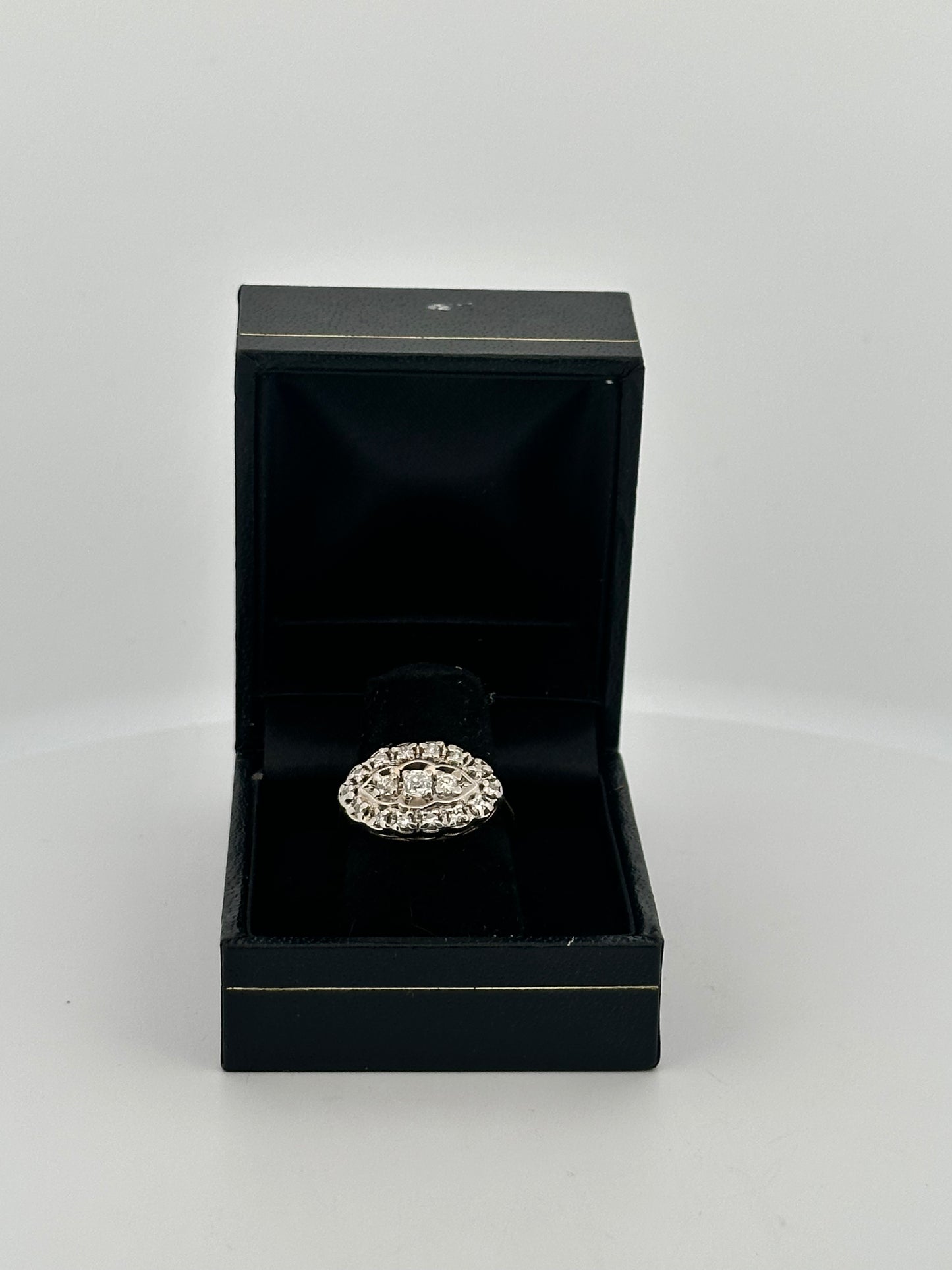 Vintage natural diamond dinner ring in 14k gold circa 1930s
