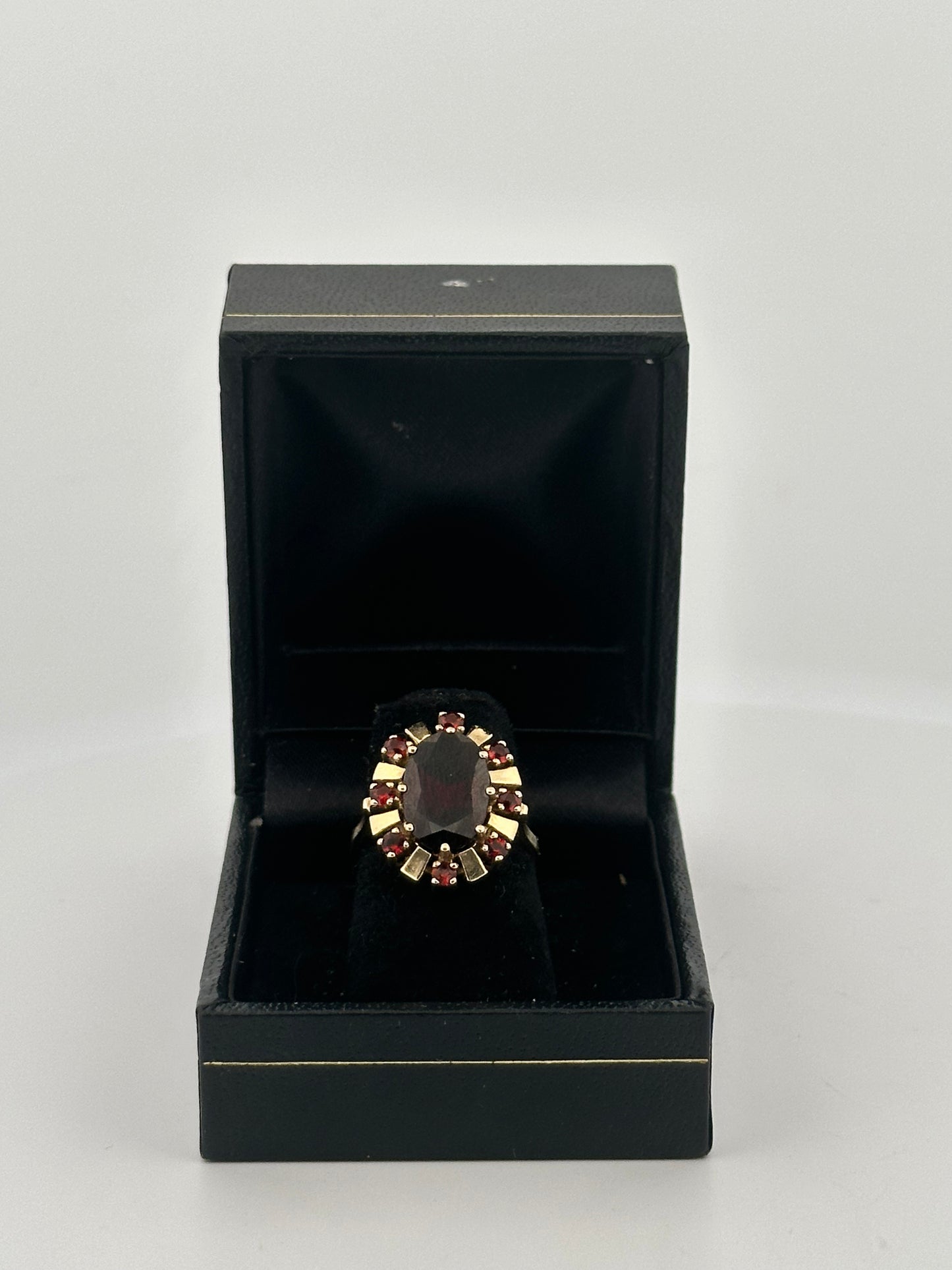 Vintage natural darker cocktail ring in 9k yellow gold