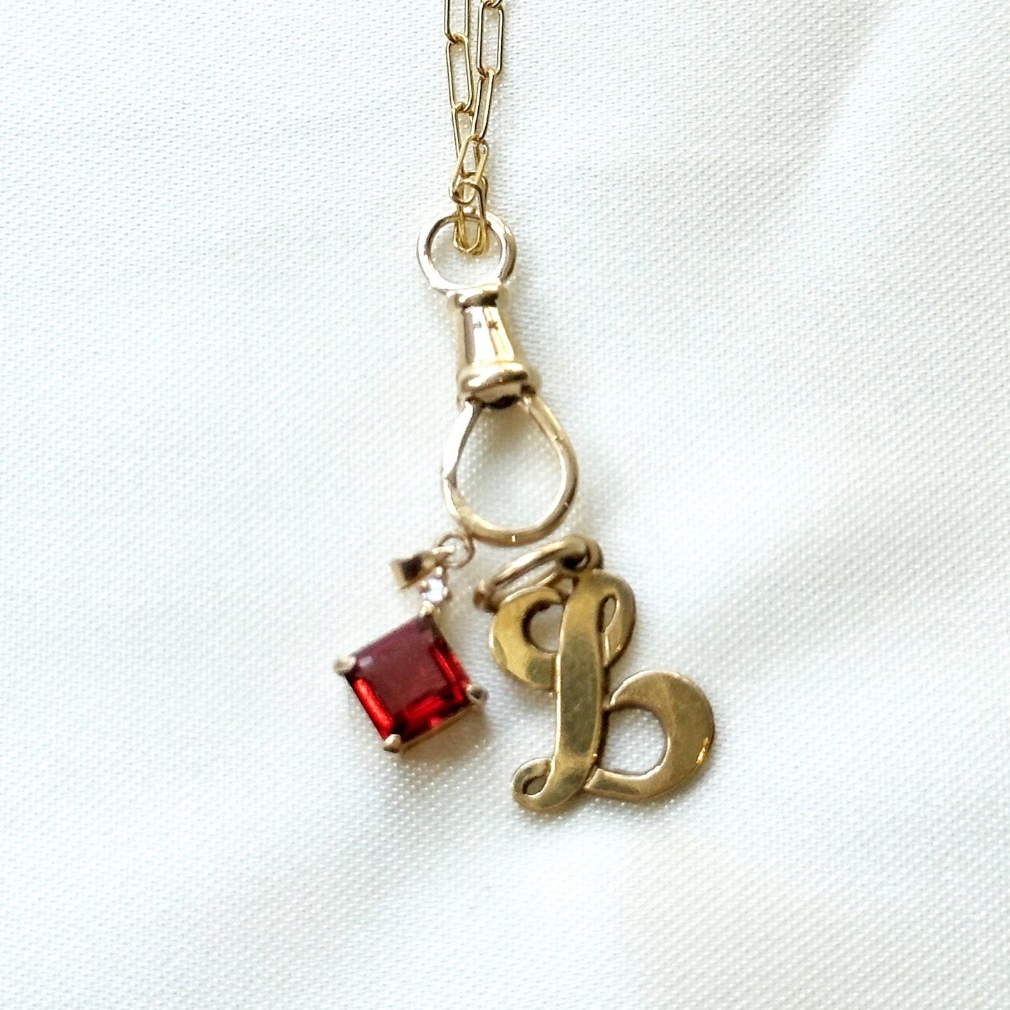 solid gold charm holder necklace - custom vintage charm necklace