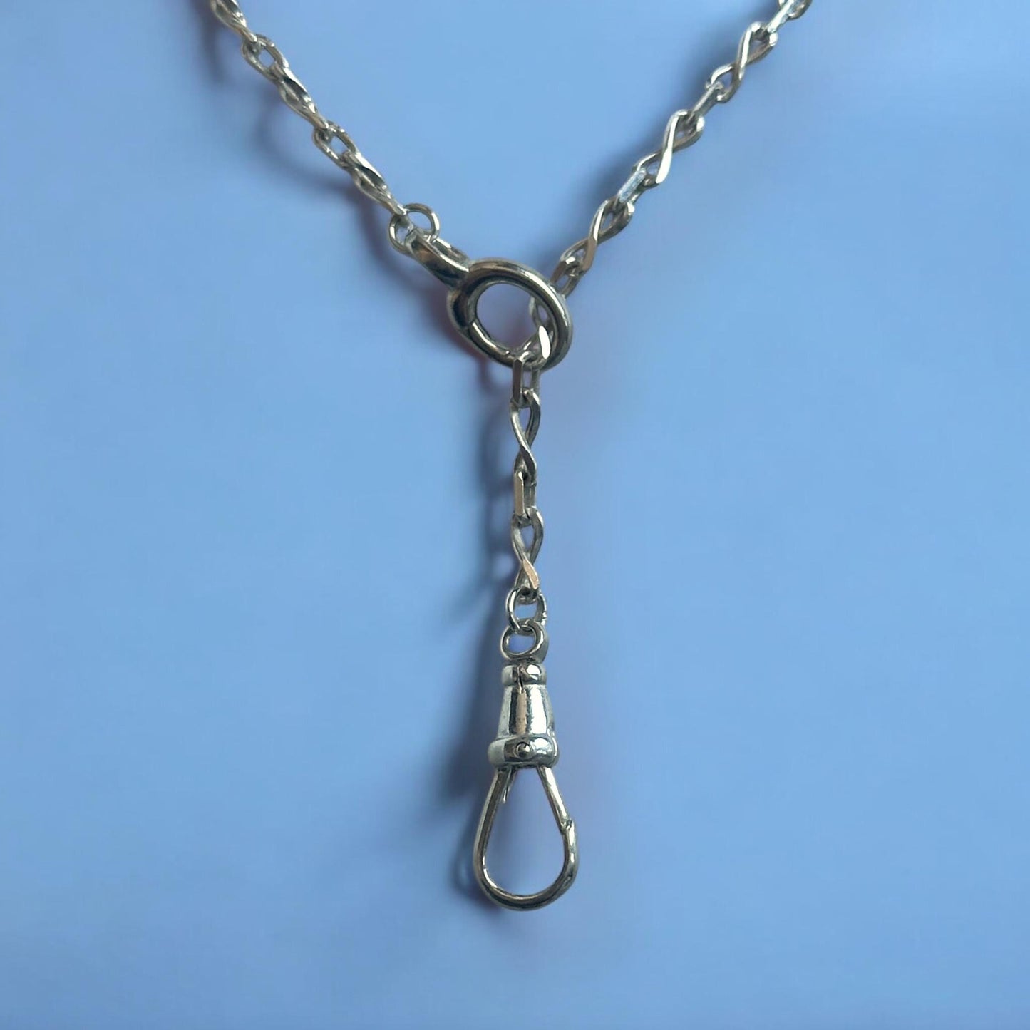 Fob clip charm holder necklace - sterling silver - handmade carbainer chain necklace customizable