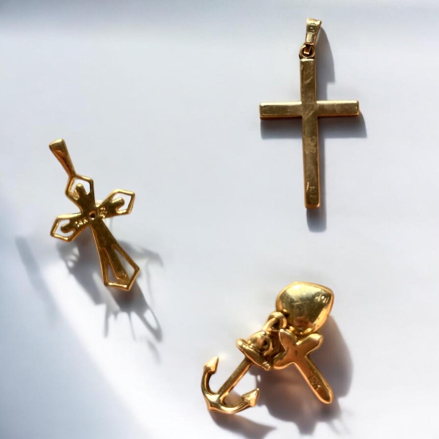vintage 14k solid gold cross pendants