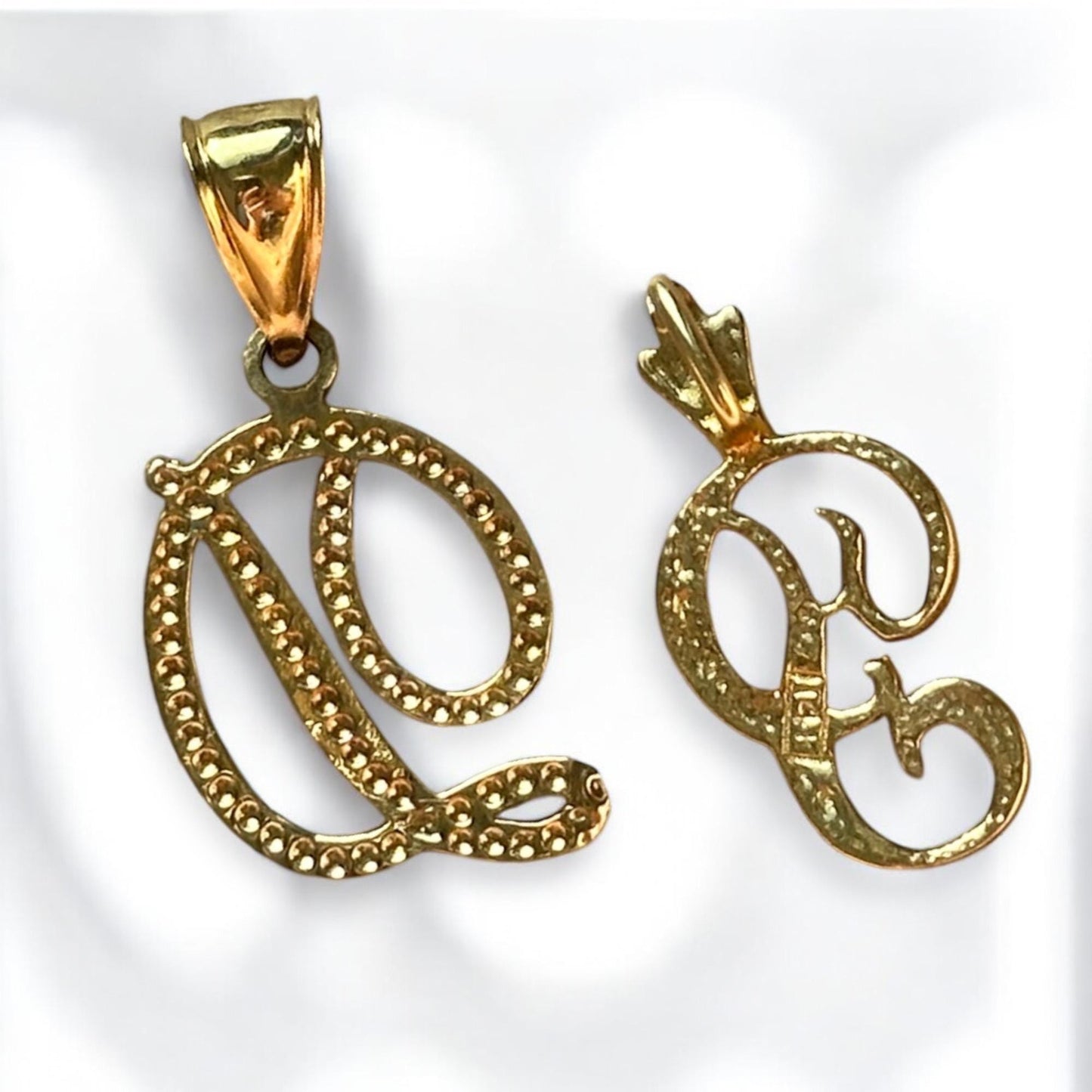 vintage 14k initial charms - D pendant and P pendant