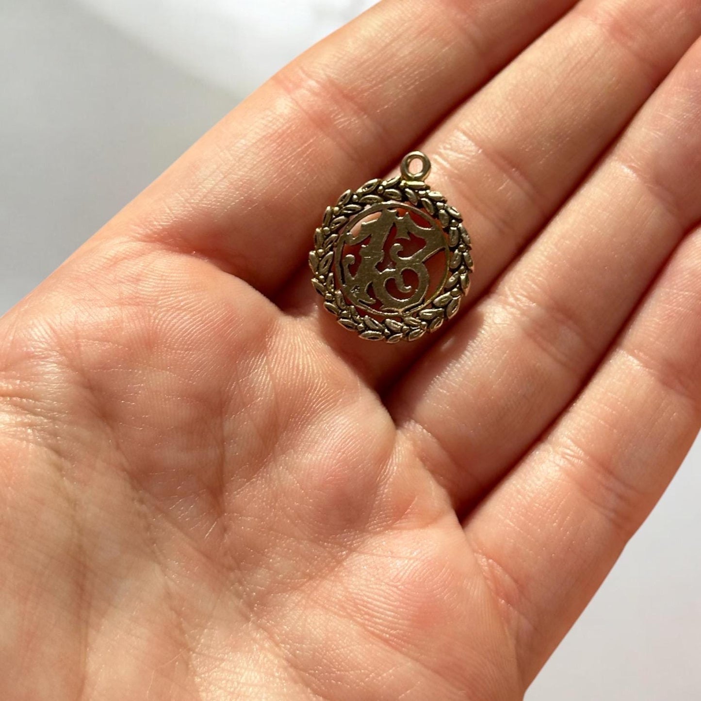 vintage solid gold number thirteen charm - lucky 13 pendant