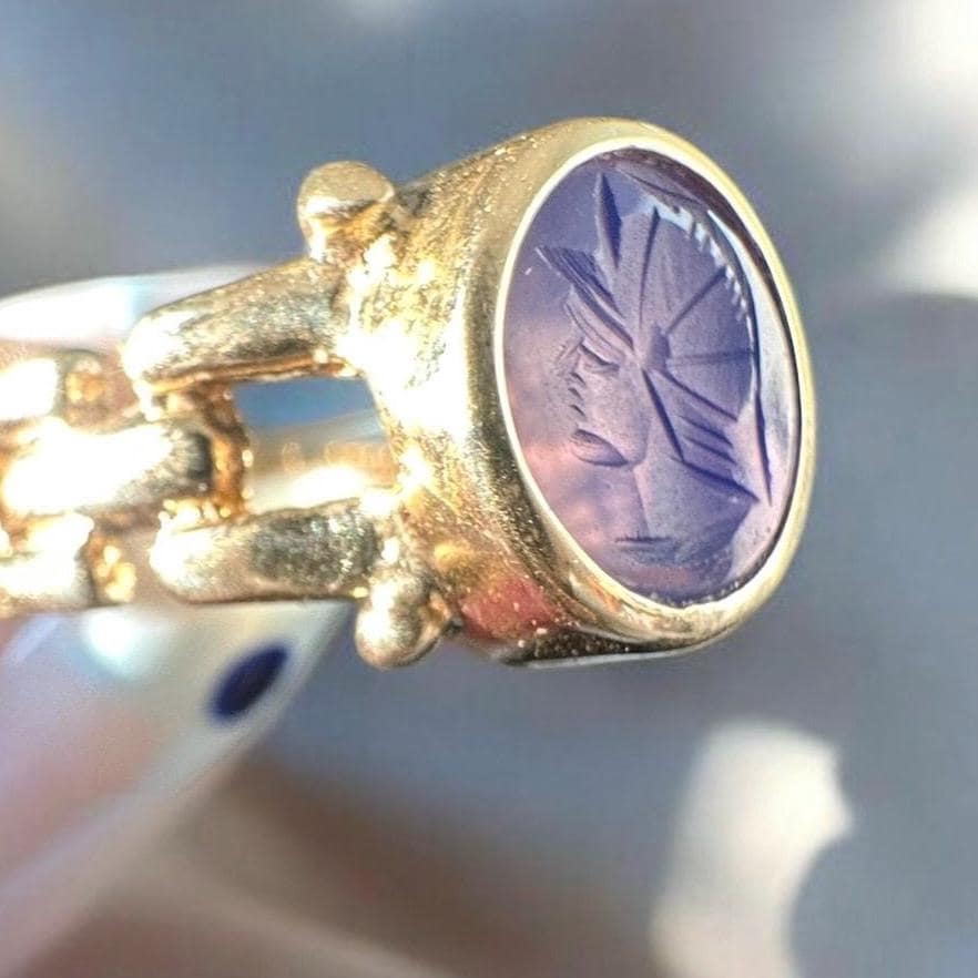 vintage 14k solid yellow gold intaglio ring circa 1980s