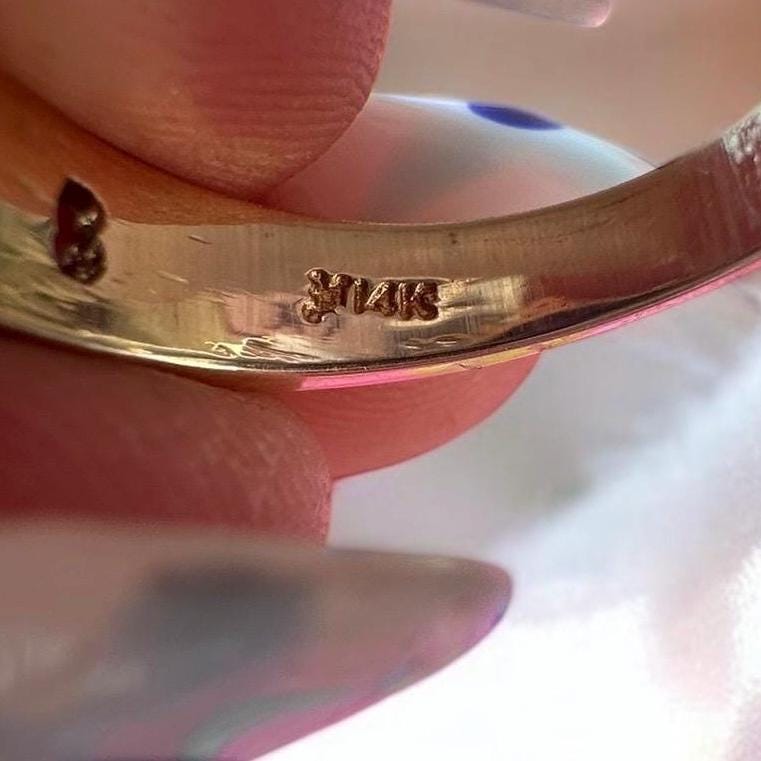 vintage 14k solid yellow gold intaglio ring circa 1980s
