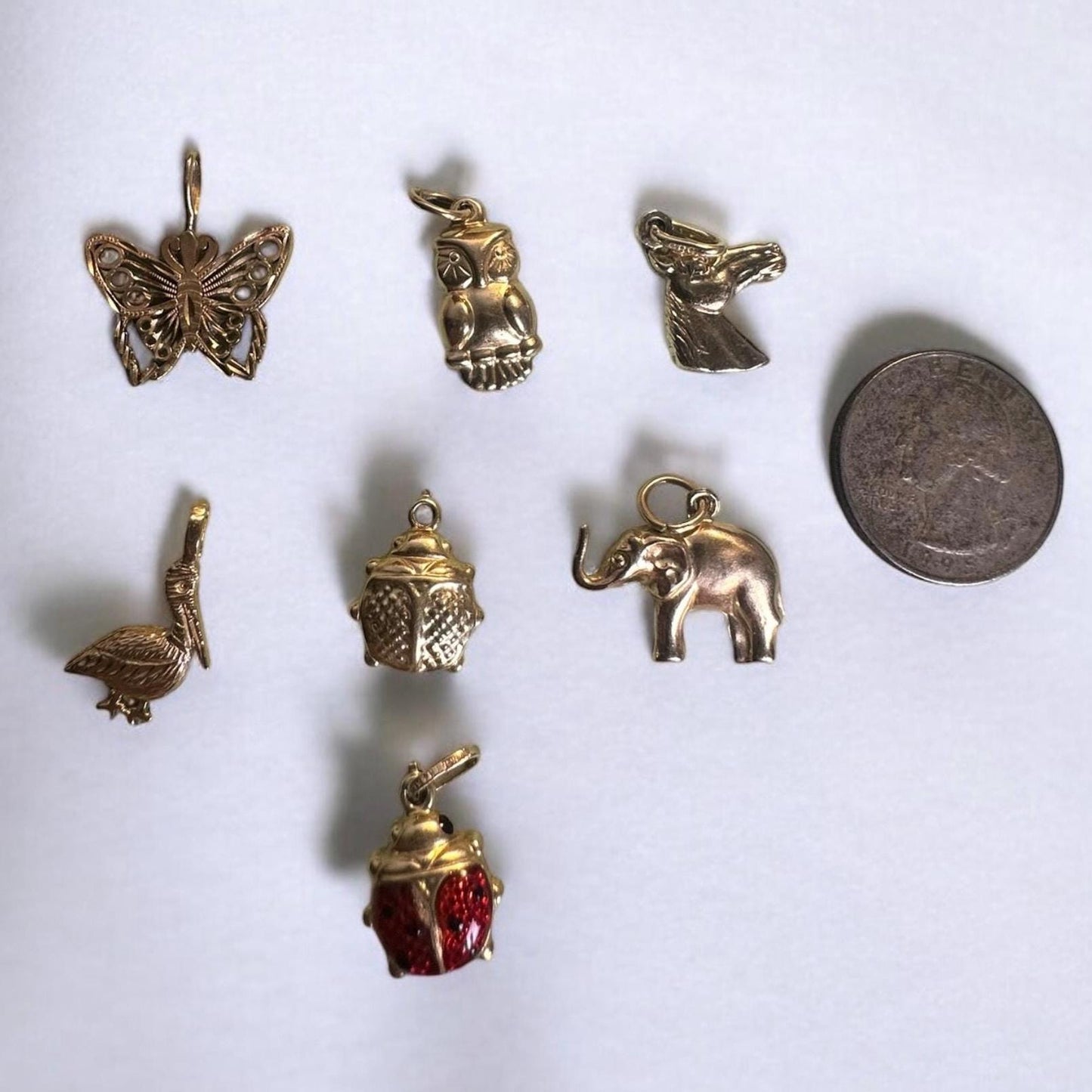 vintage solid gold charms - Animal charms