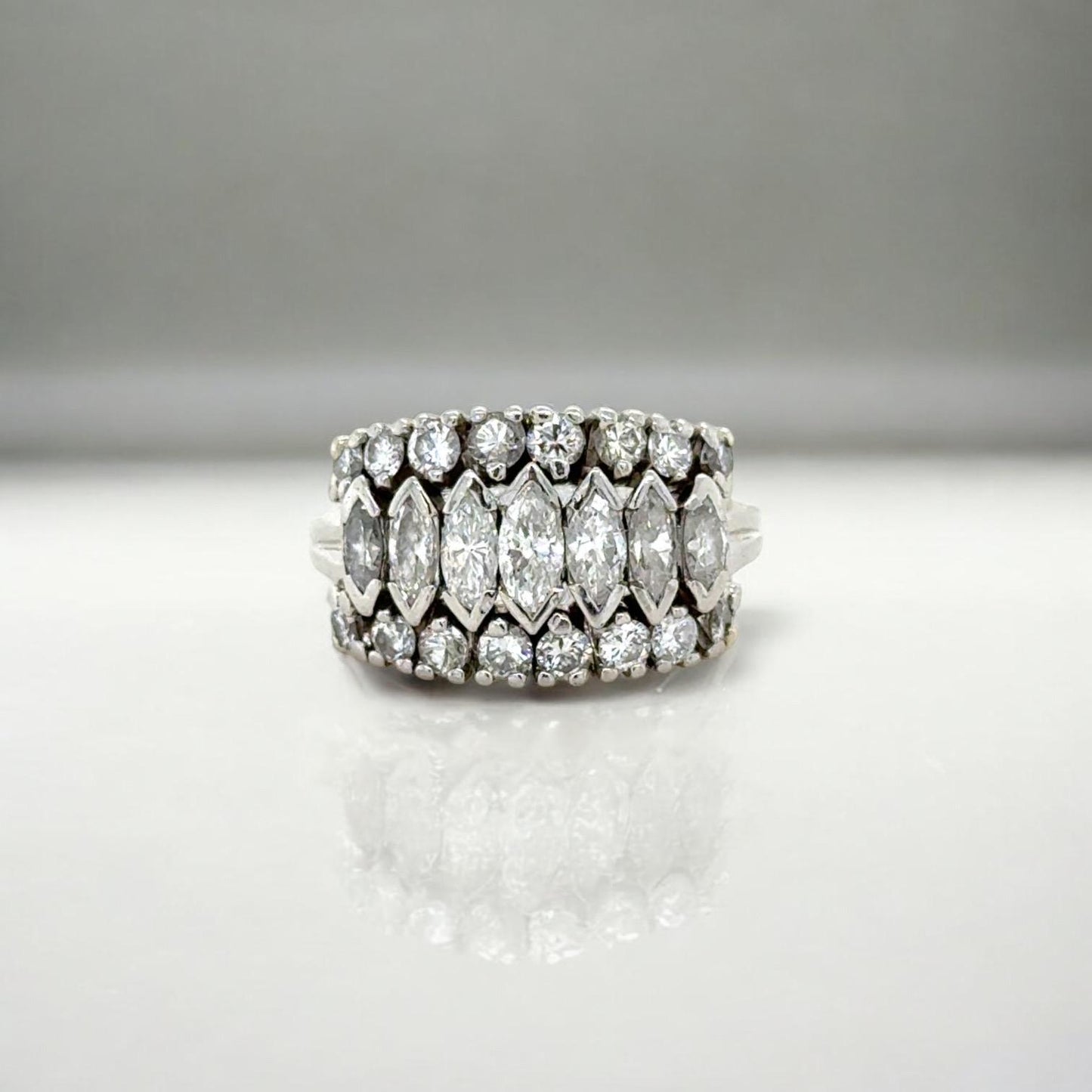 Antique Art Deco Platinum Diamond Ring - Natural Marquise Diamond Ring