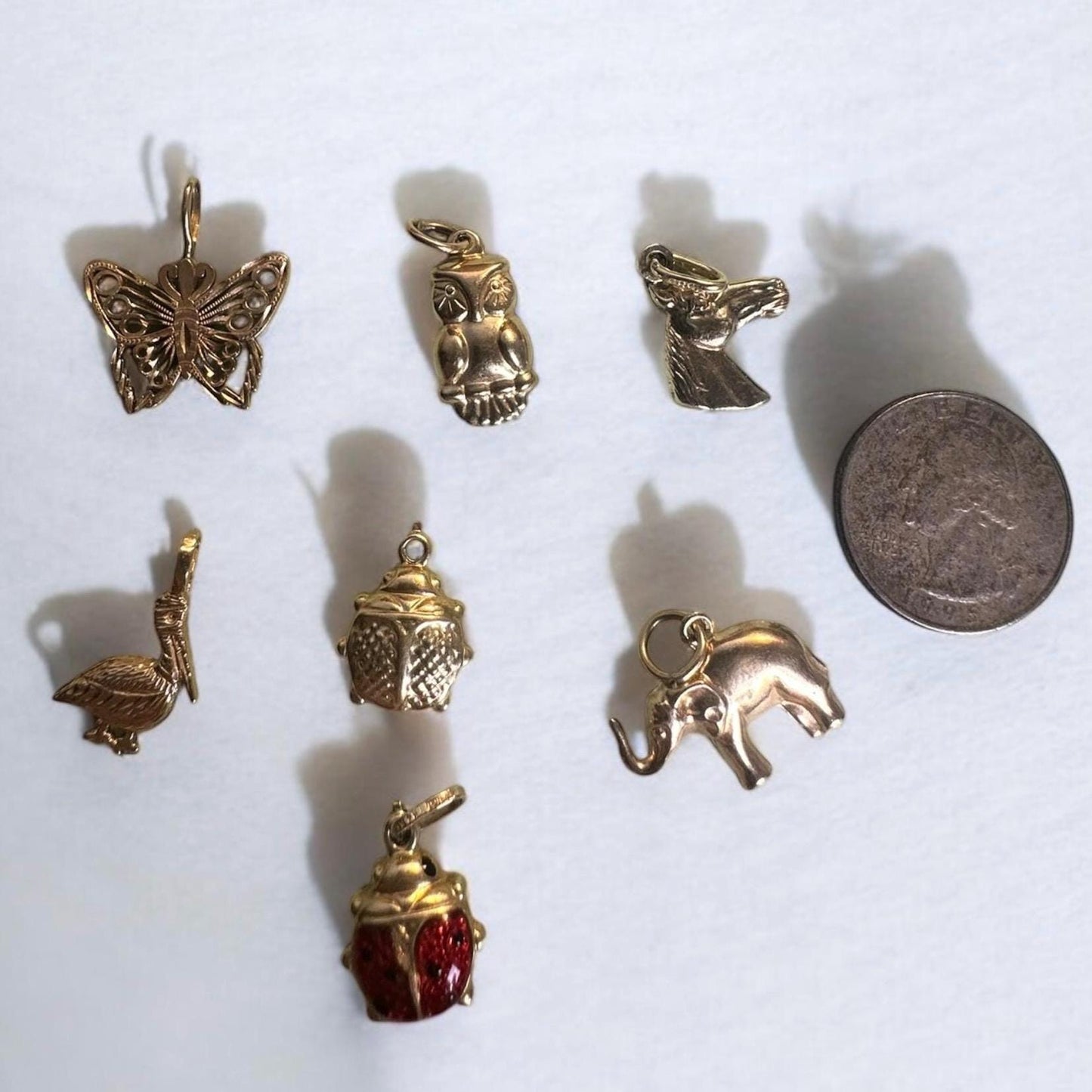 vintage solid gold charms - Animal charms