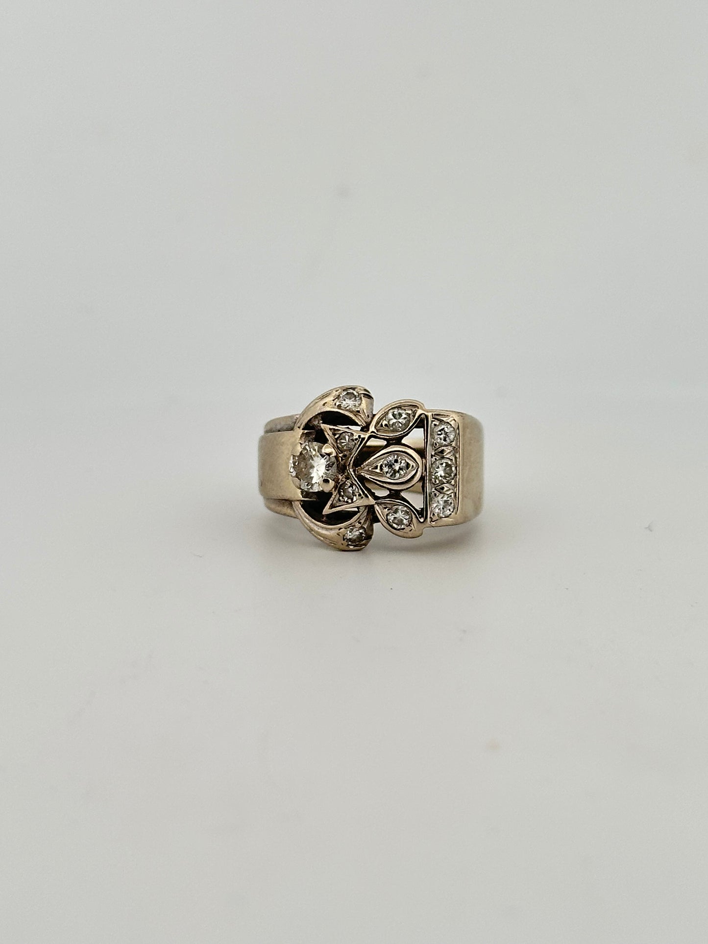 Vintage natural diamond cocktail band ring circa 1960s