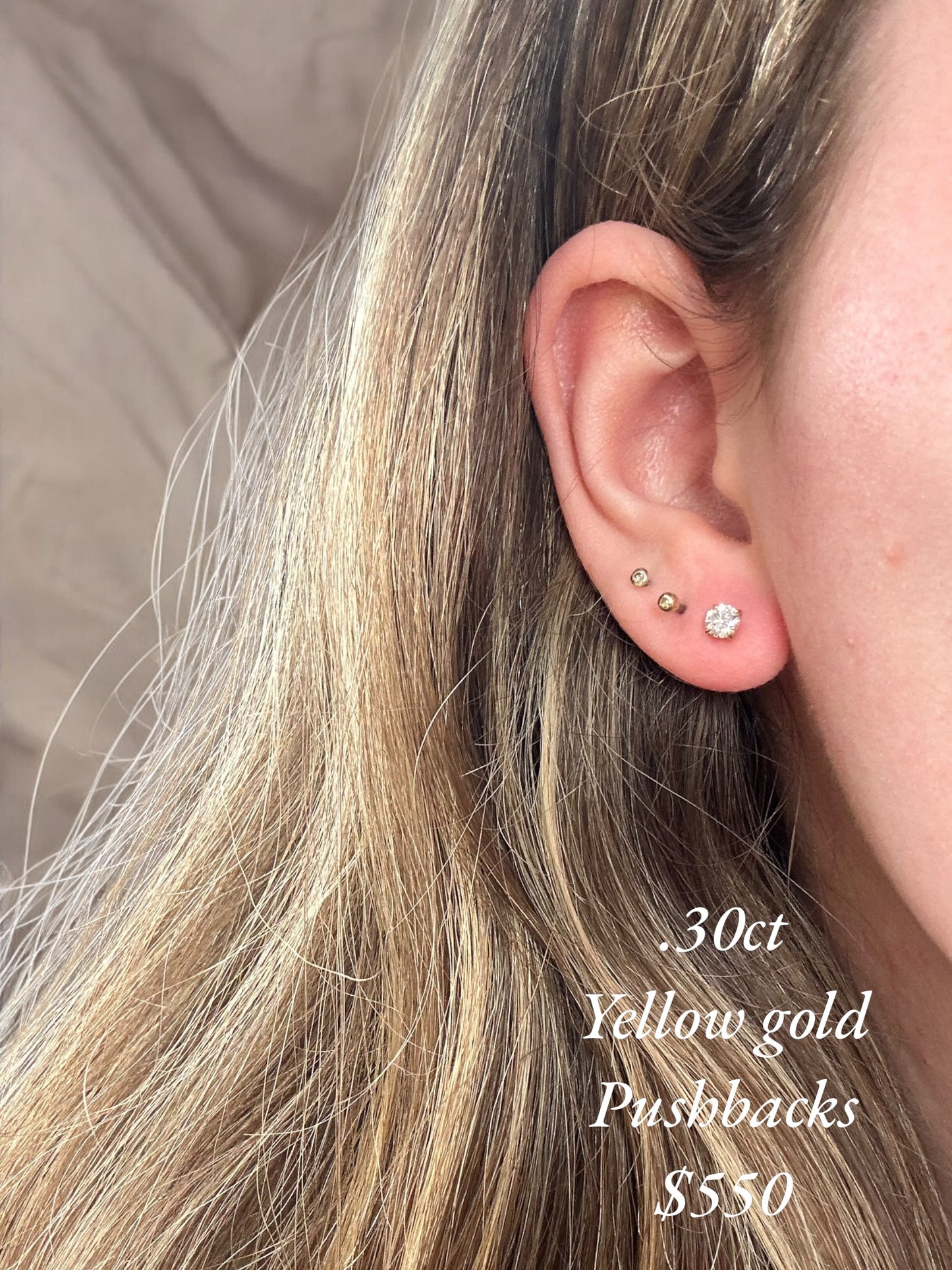 Natural diamond studs - .30ct yellow gold pushbacks