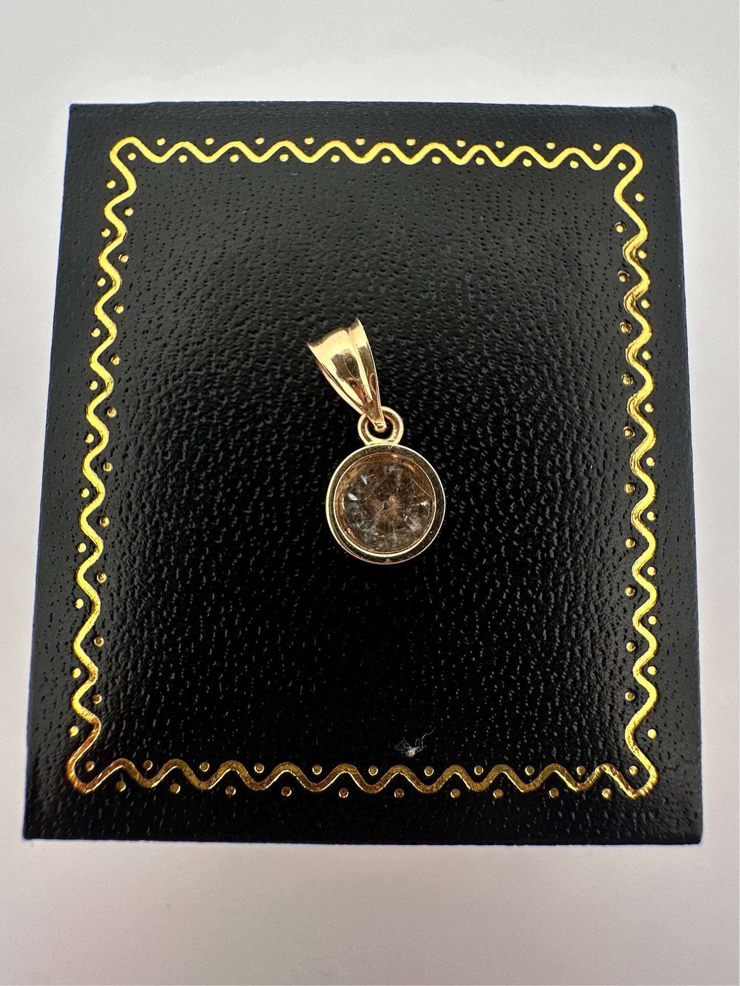 Natural salt and pepper diamond bezel set pendant - 1.10ct in 14k yellow gold