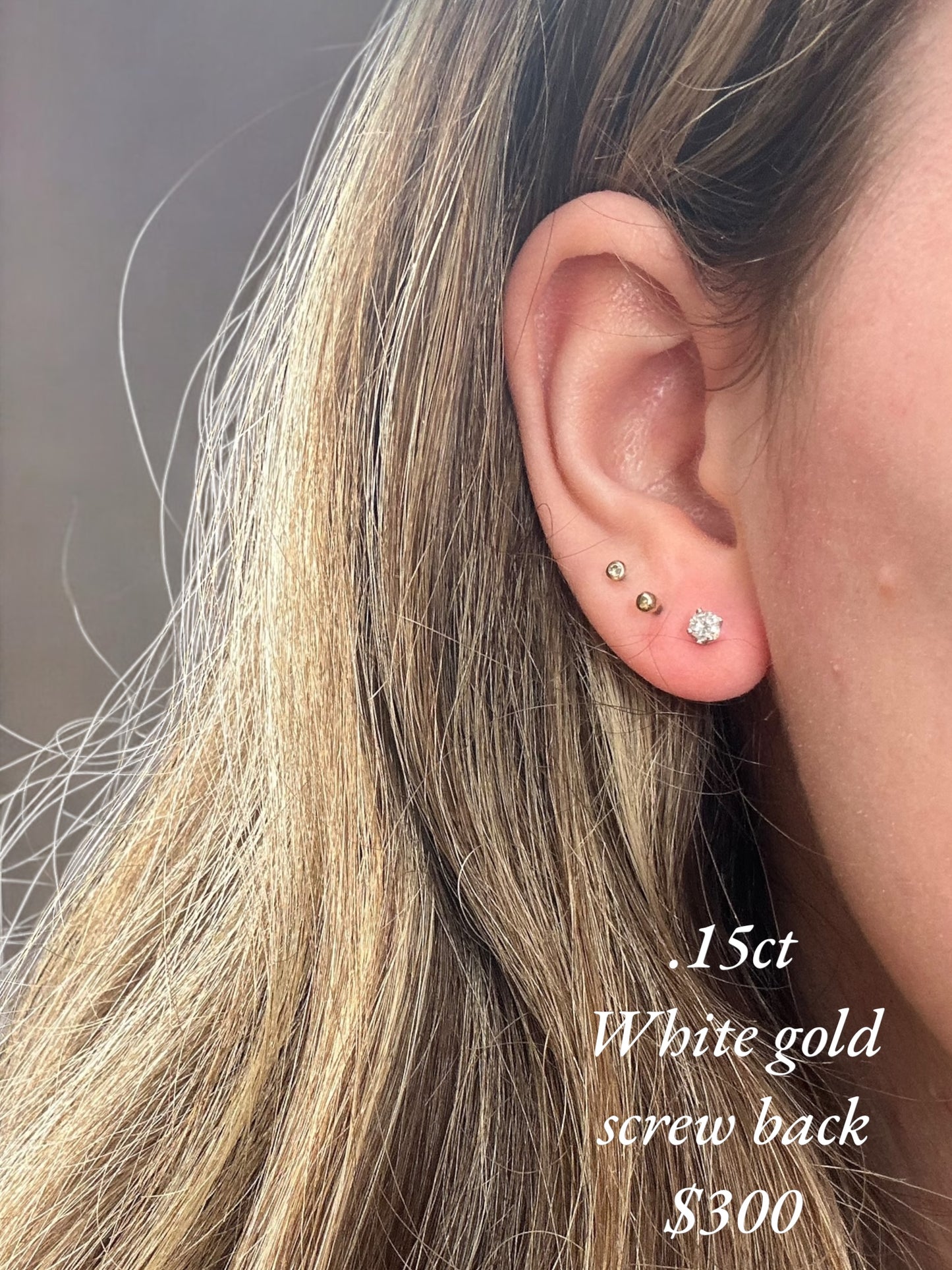 Natural diamond studs - .15ct white gold screw backs