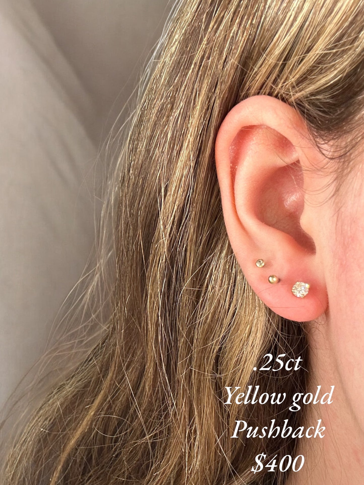 Natural diamond studs - .25ct yellow gold pushbacks