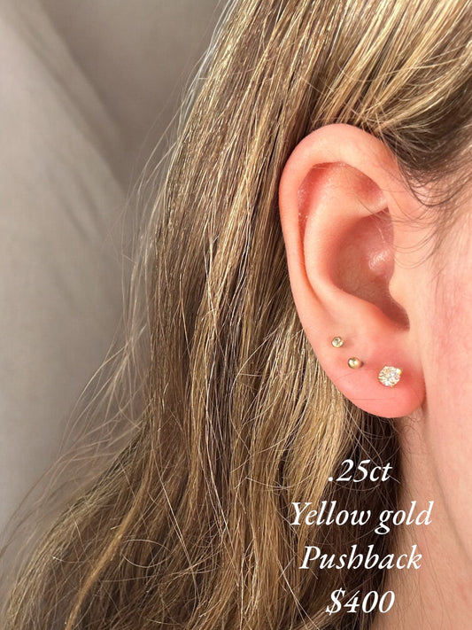 Natural diamond studs - .25ct yellow gold pushbacks