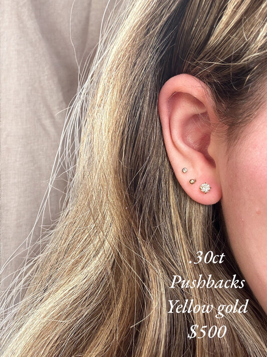 Natural diamond studs - .30ct yellow gold pushbacks