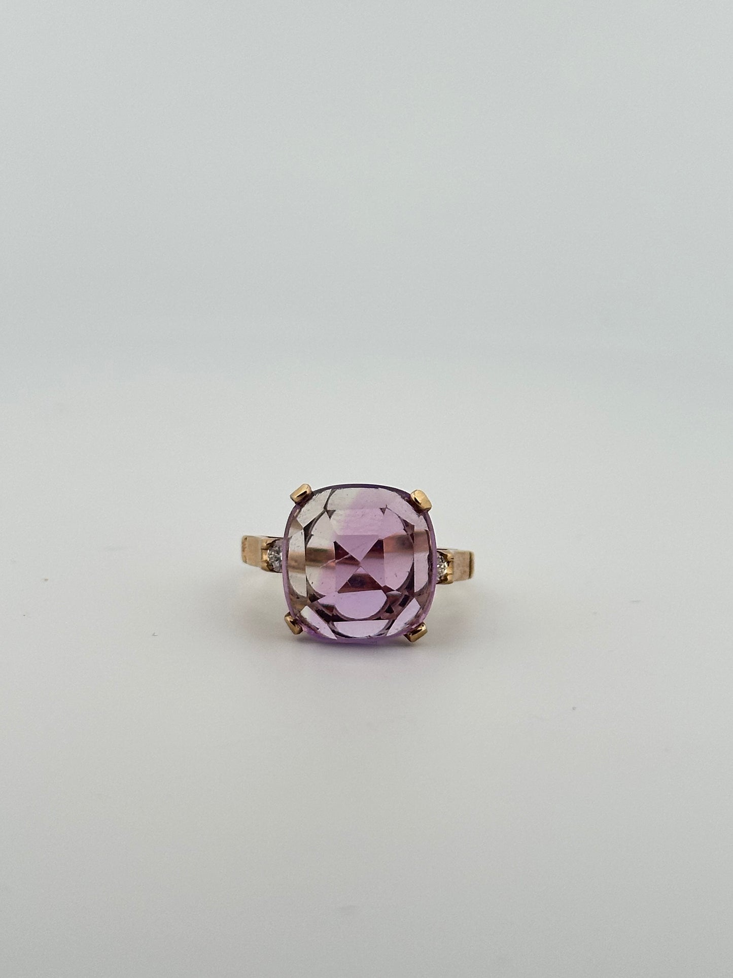Antique Victorian amethyst ring with diamond accents in 10k