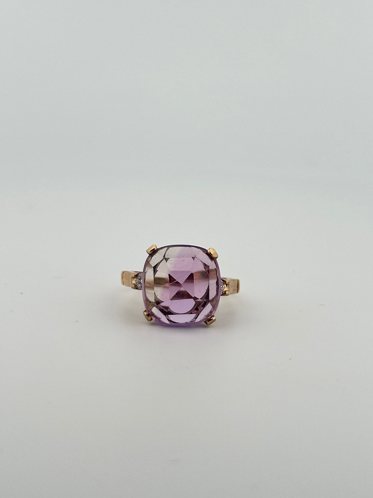 Antique Victorian amethyst ring with diamond accents in 10k