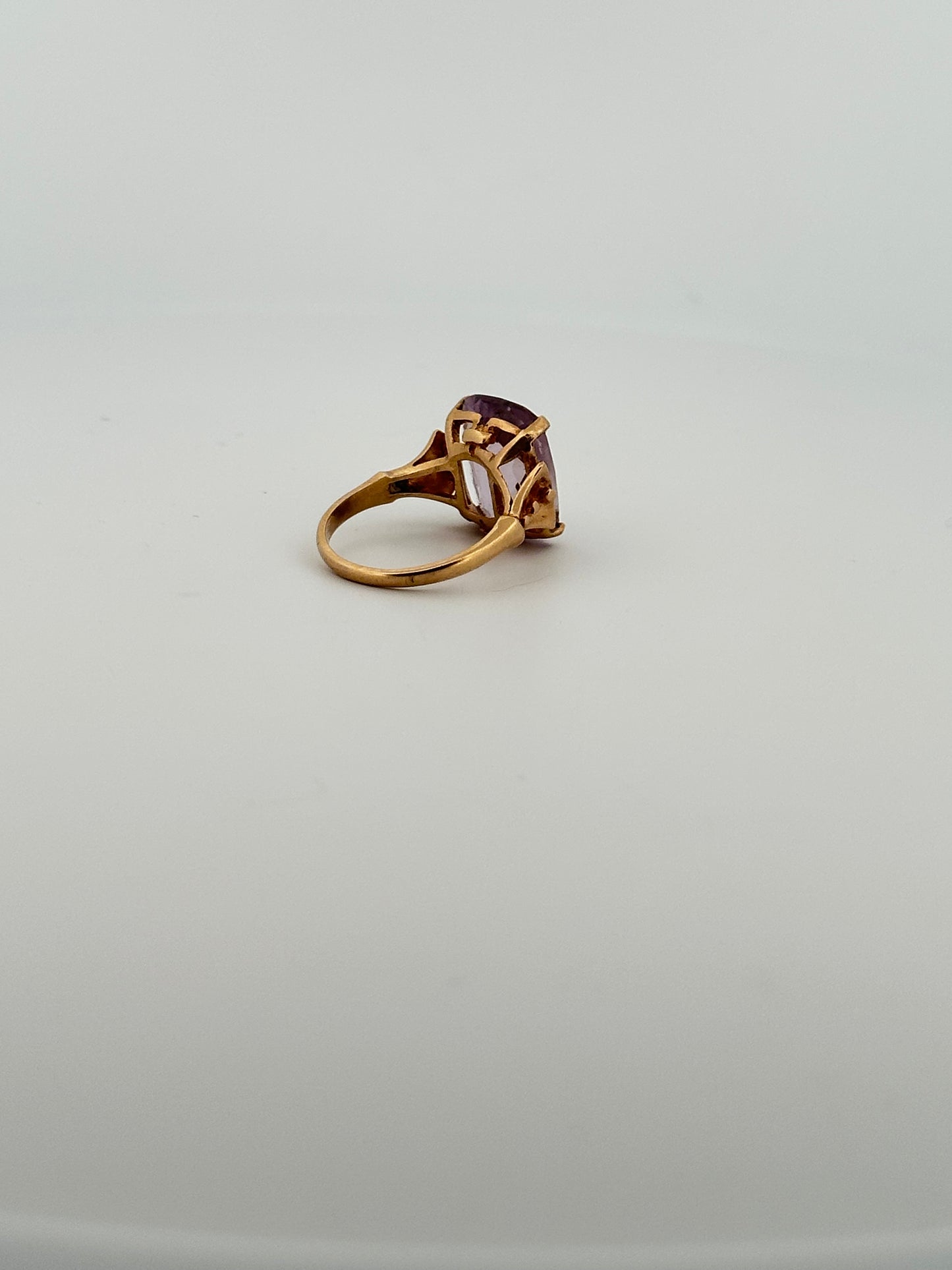 Vintage 10k natural checkerboard cut amethyst cocktail ring