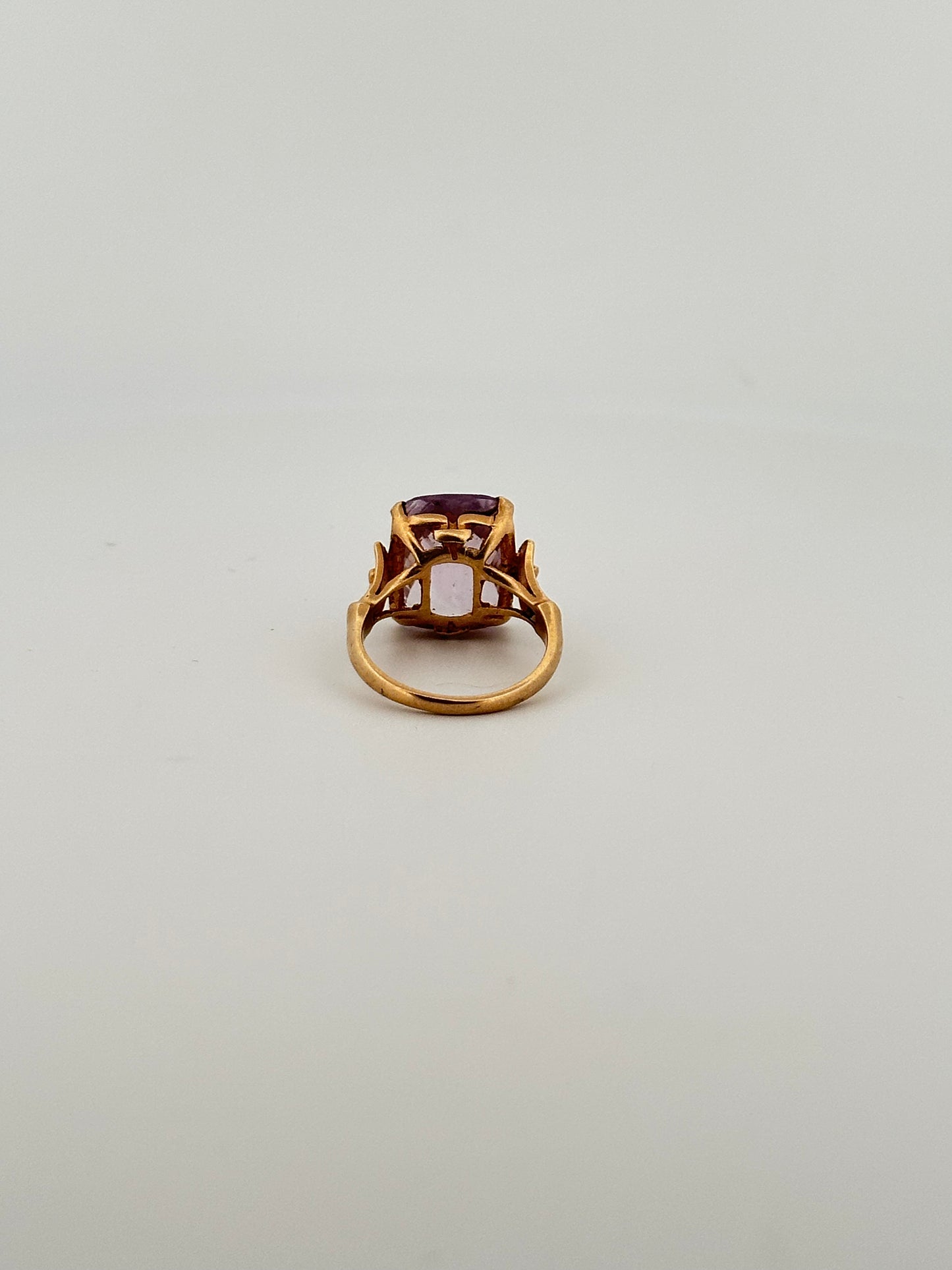 Vintage 10k natural checkerboard cut amethyst cocktail ring