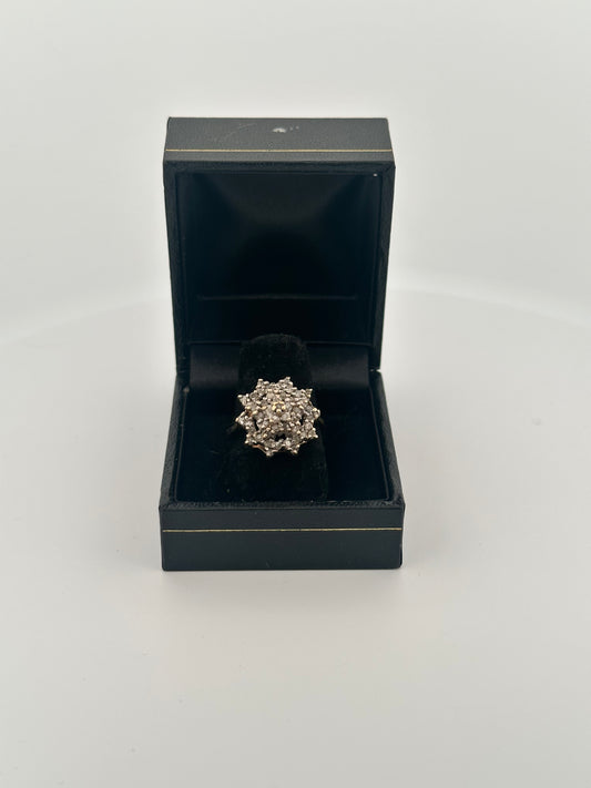 Vintage 14k natural salt and pepper diamond cocktail ring