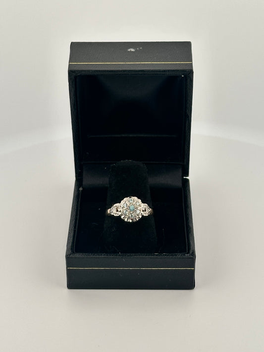 Antique two toned blue zircon band in 14k gold