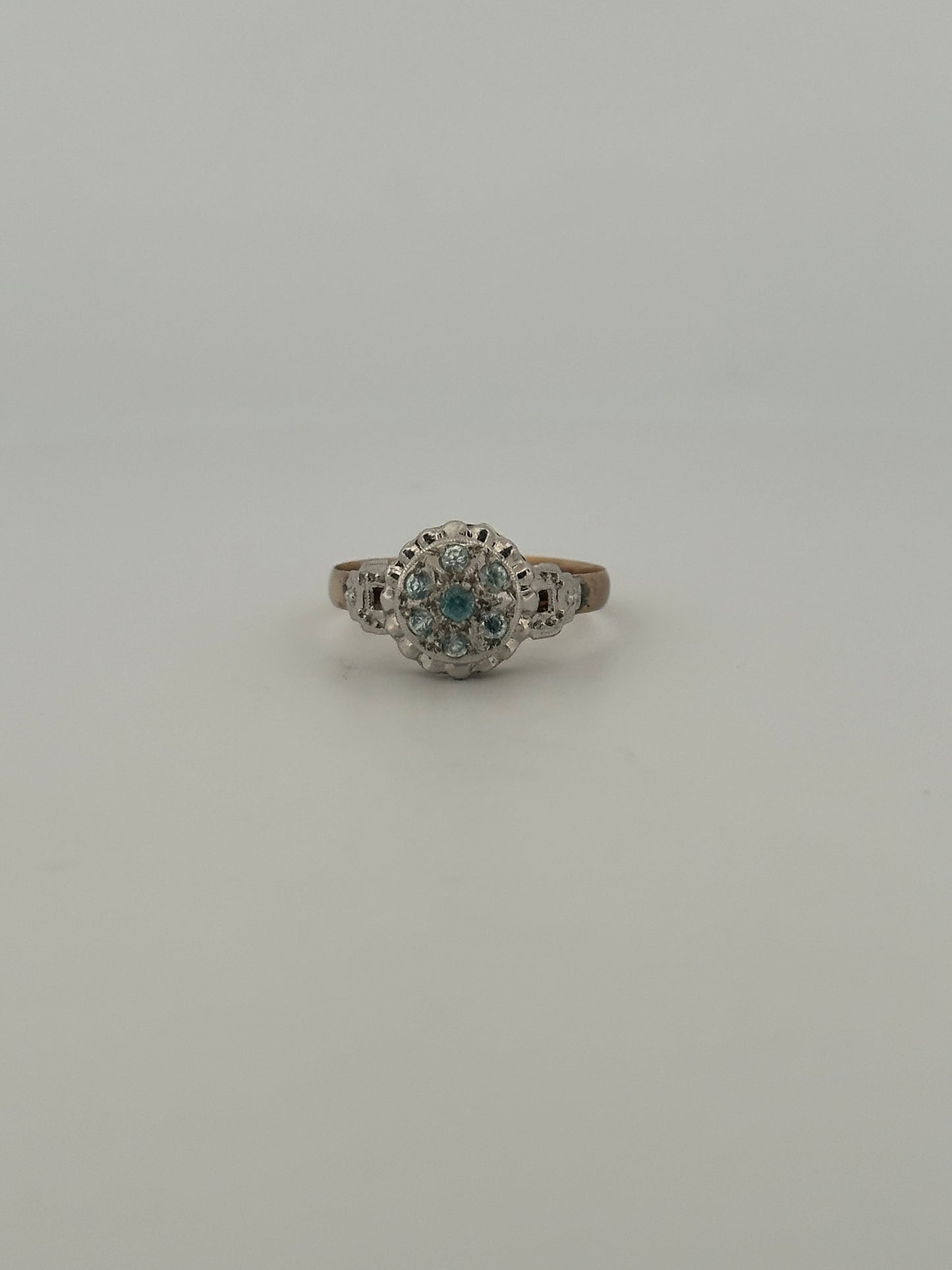 Antique two toned blue zircon band in 14k gold