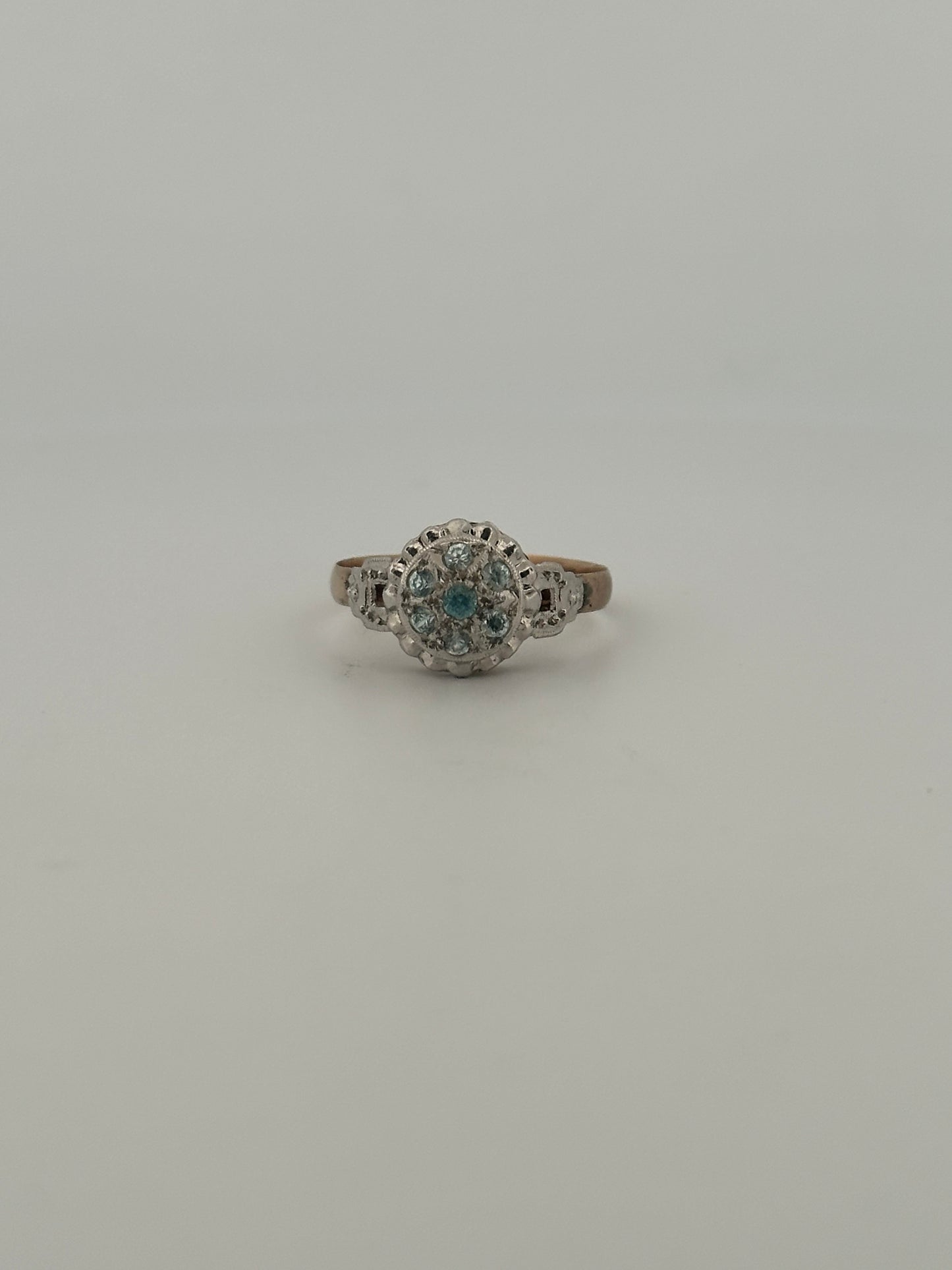 Antique two toned blue zircon band in 14k gold