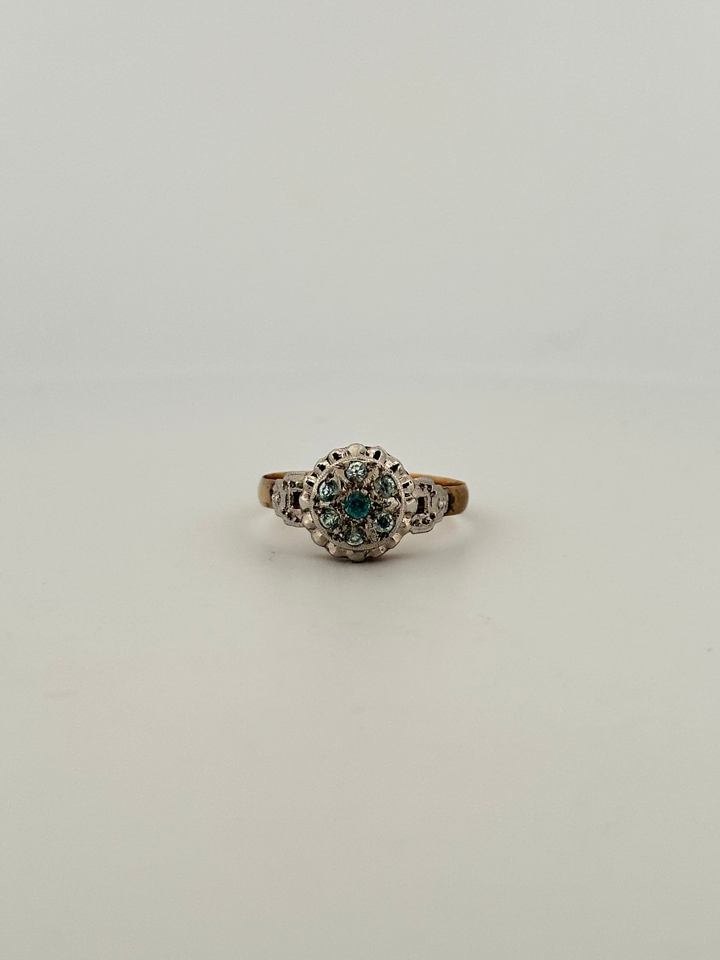 Antique two toned blue zircon band in 14k gold