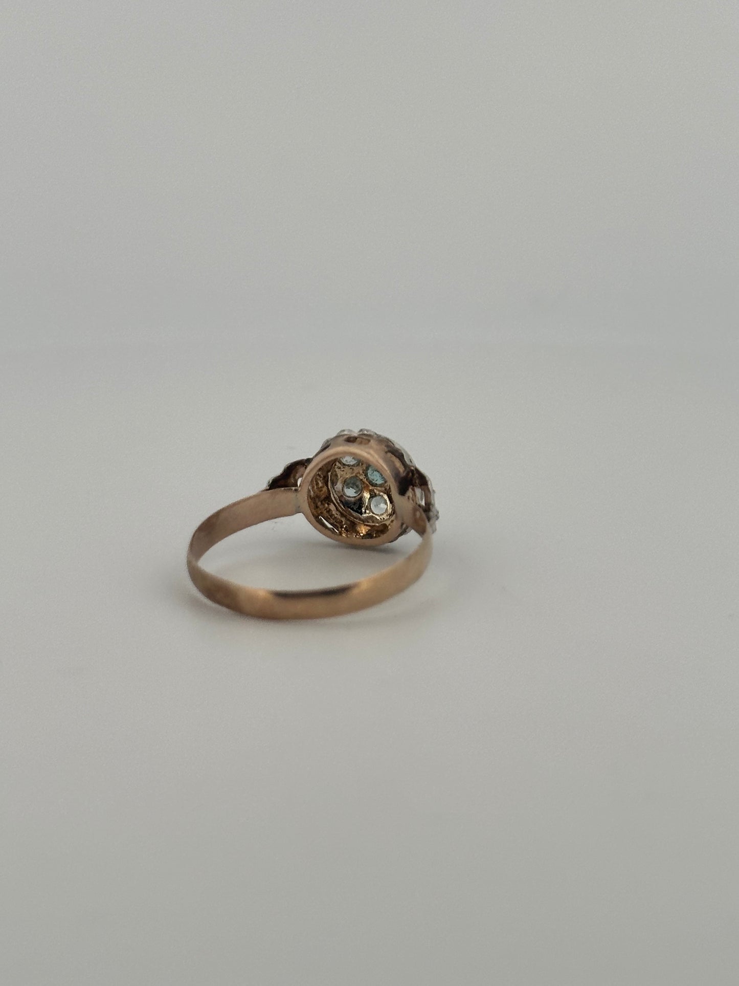 Antique two toned blue zircon band in 14k gold