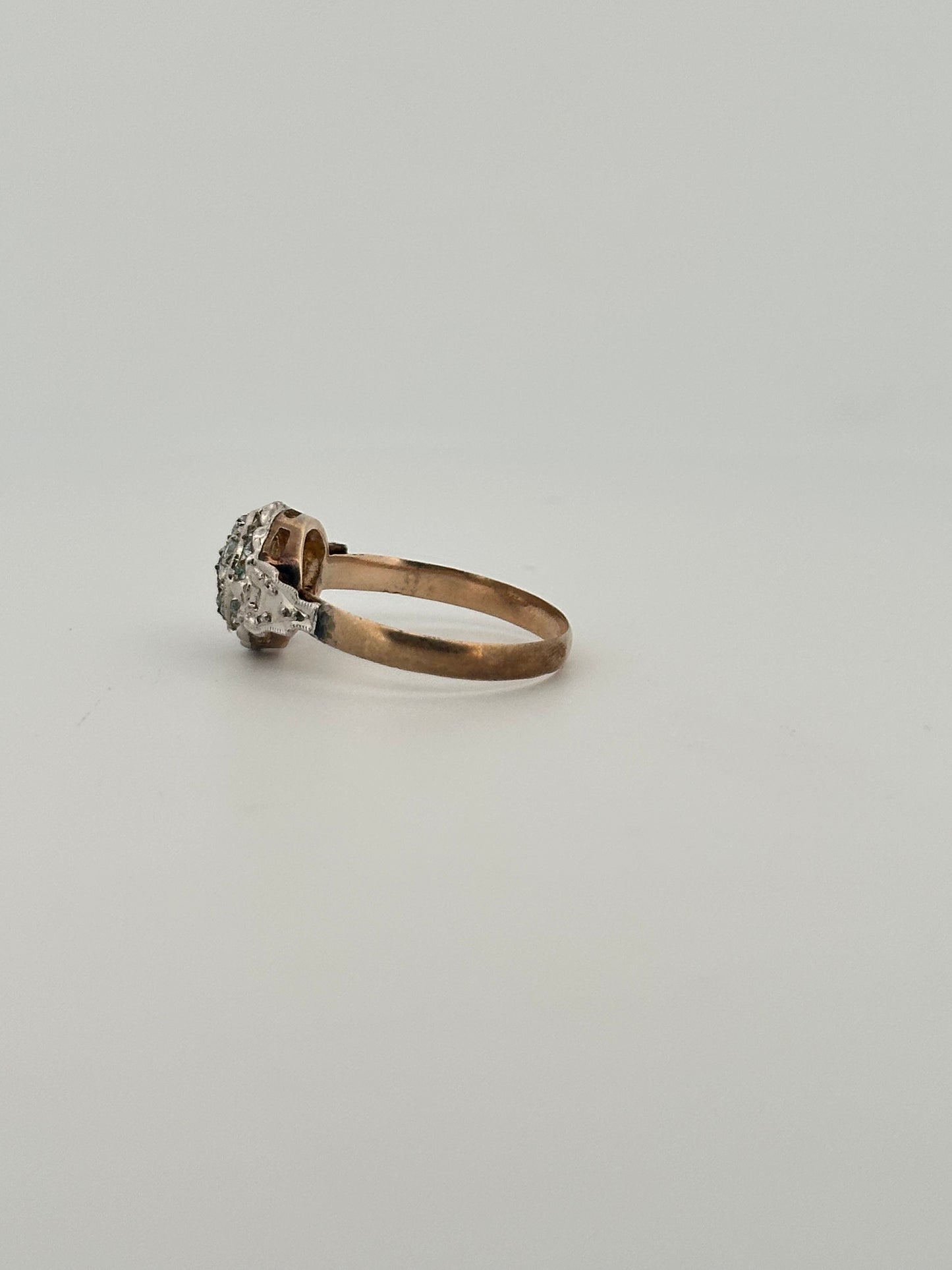 Antique two toned blue zircon band in 14k gold