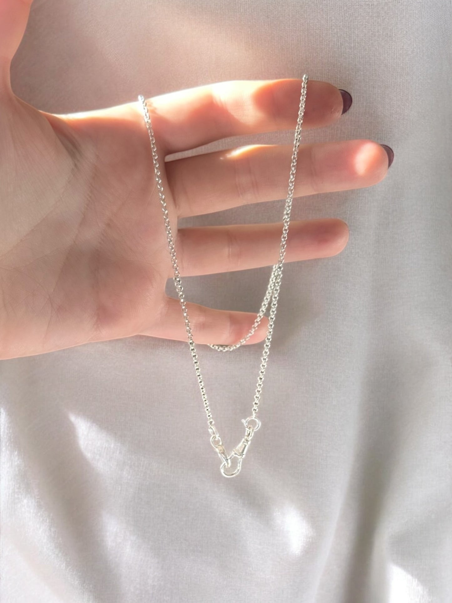 Fob clip charm holder necklace in 925 Sterling silver