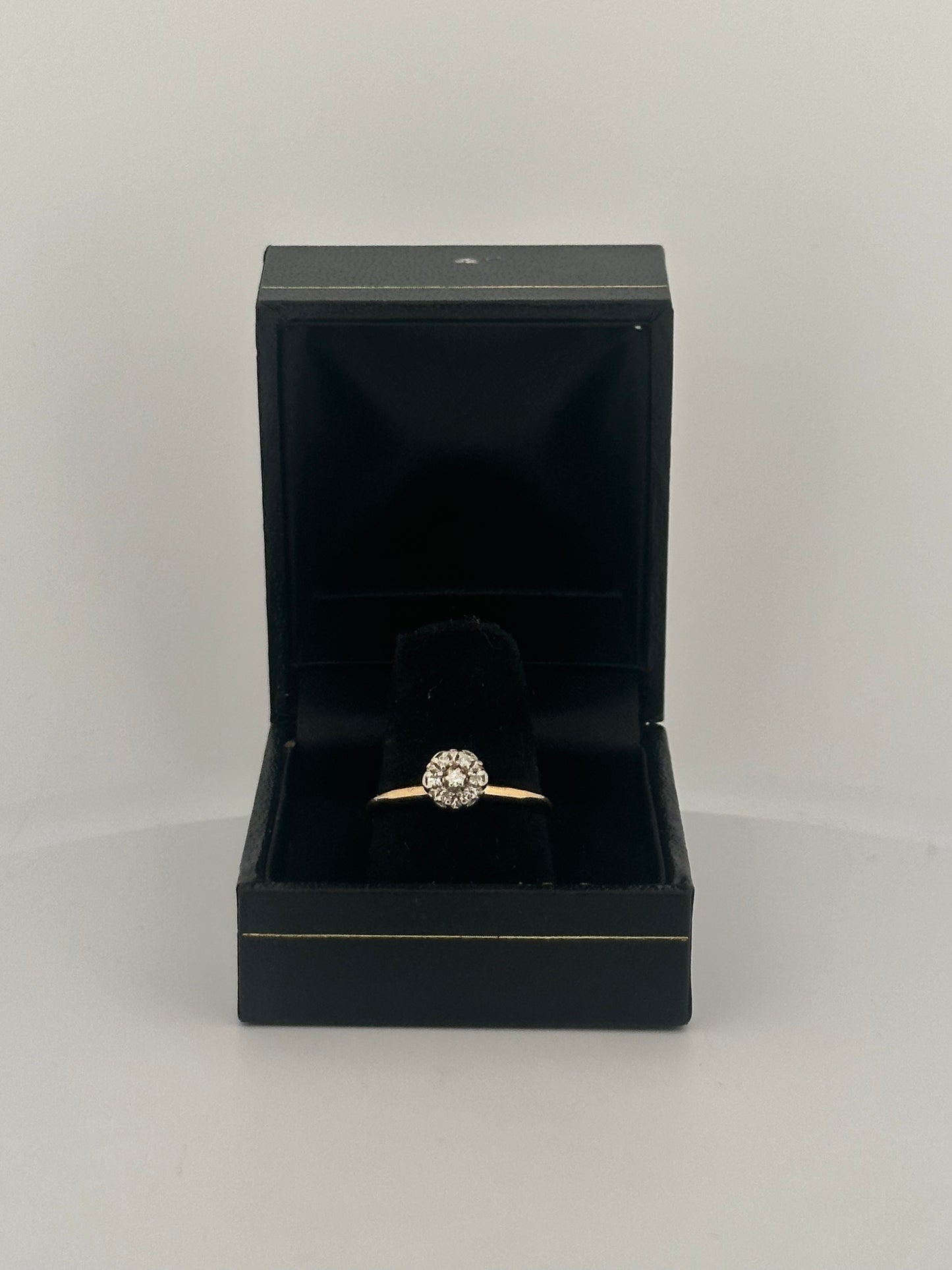 Vintage natural diamond cluster ring in 10k yellow gold