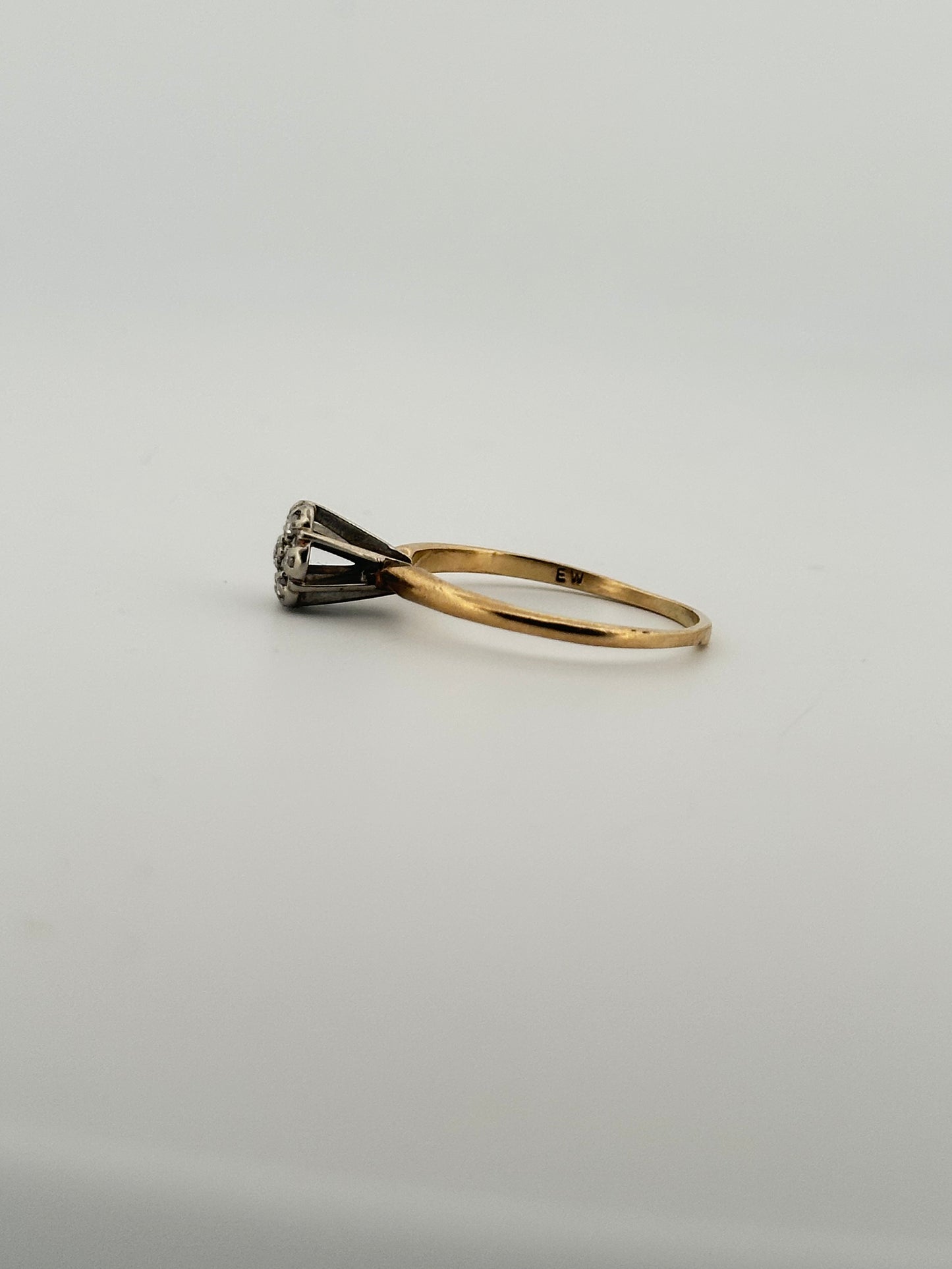 Vintage natural diamond cluster ring in 10k yellow gold