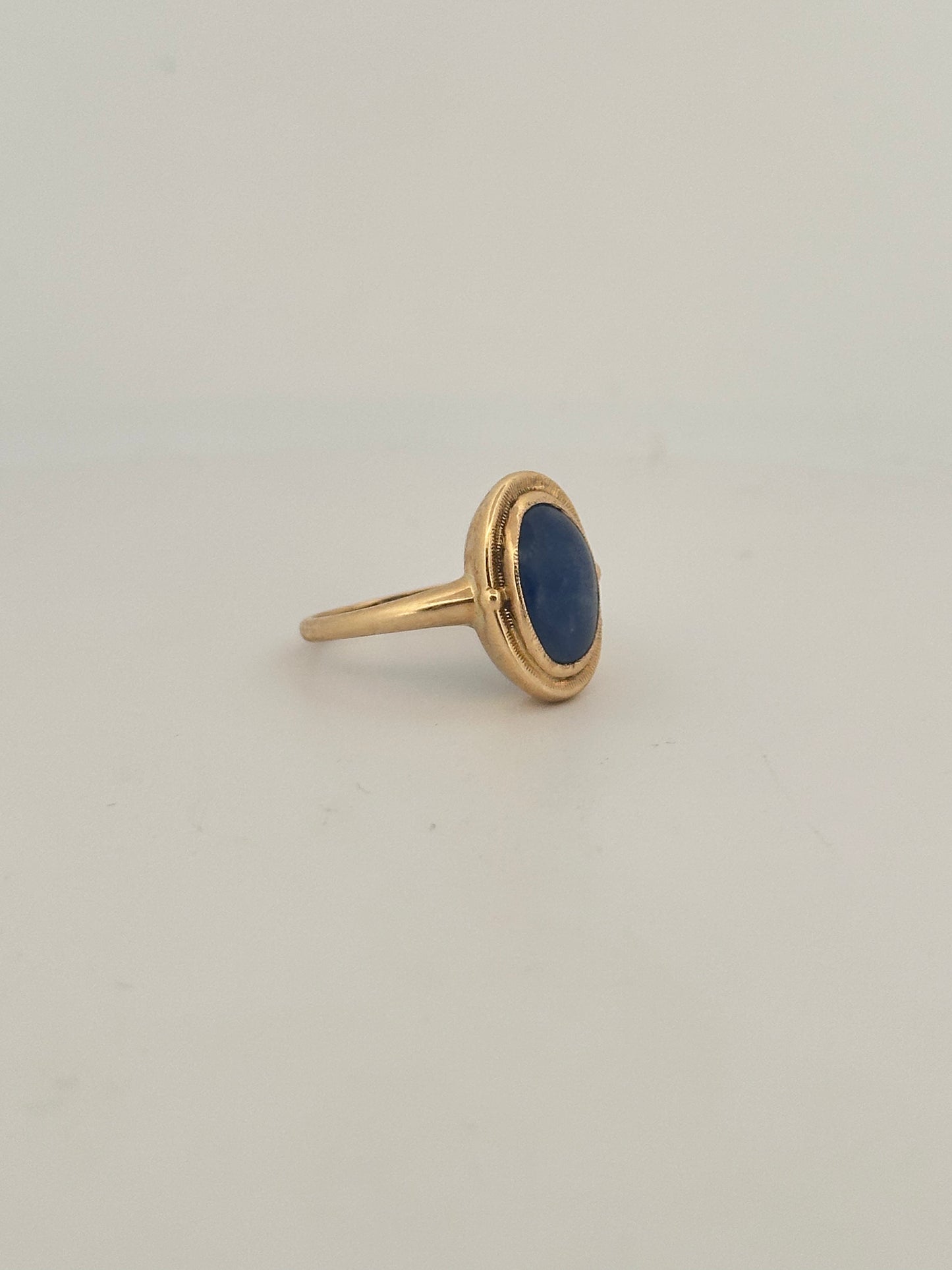 Unheated natural 2ct Burmese sapphire cabochon ring in 10k yellow gold bezel setting