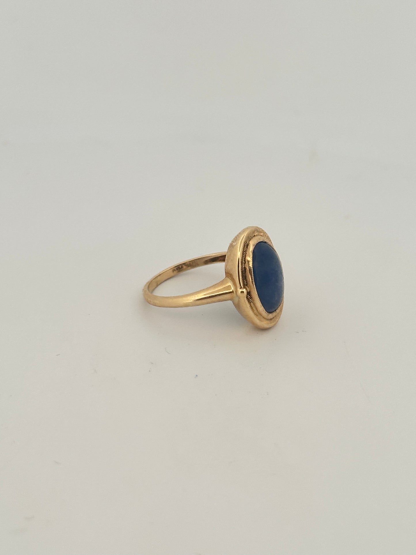 Unheated natural 2ct Burmese sapphire cabochon ring in 10k yellow gold bezel setting