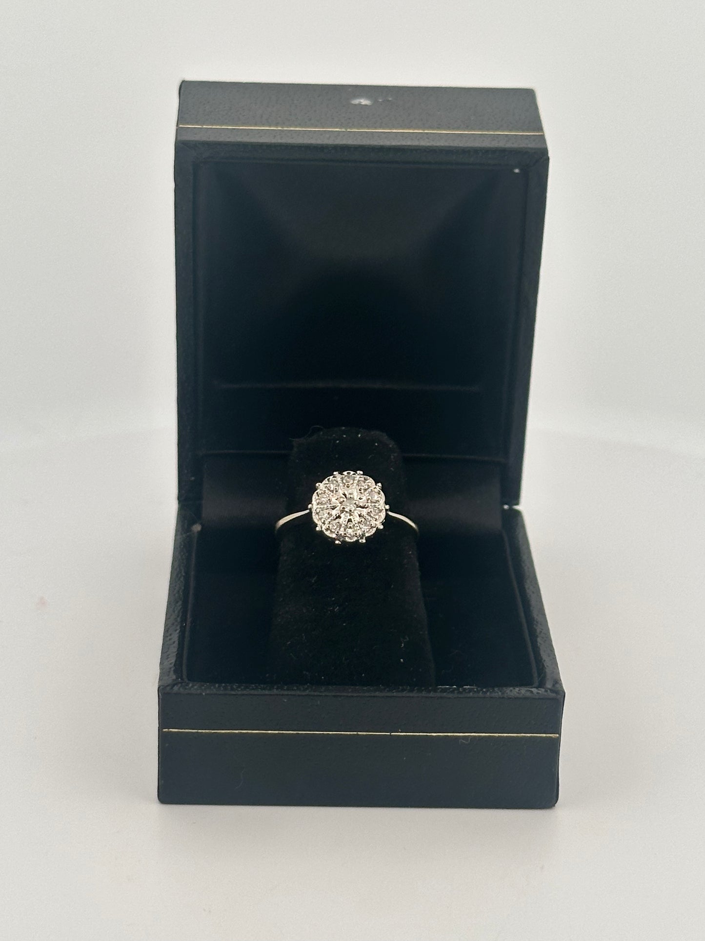 Vintage natural diamond cluster ring in 10k white gold