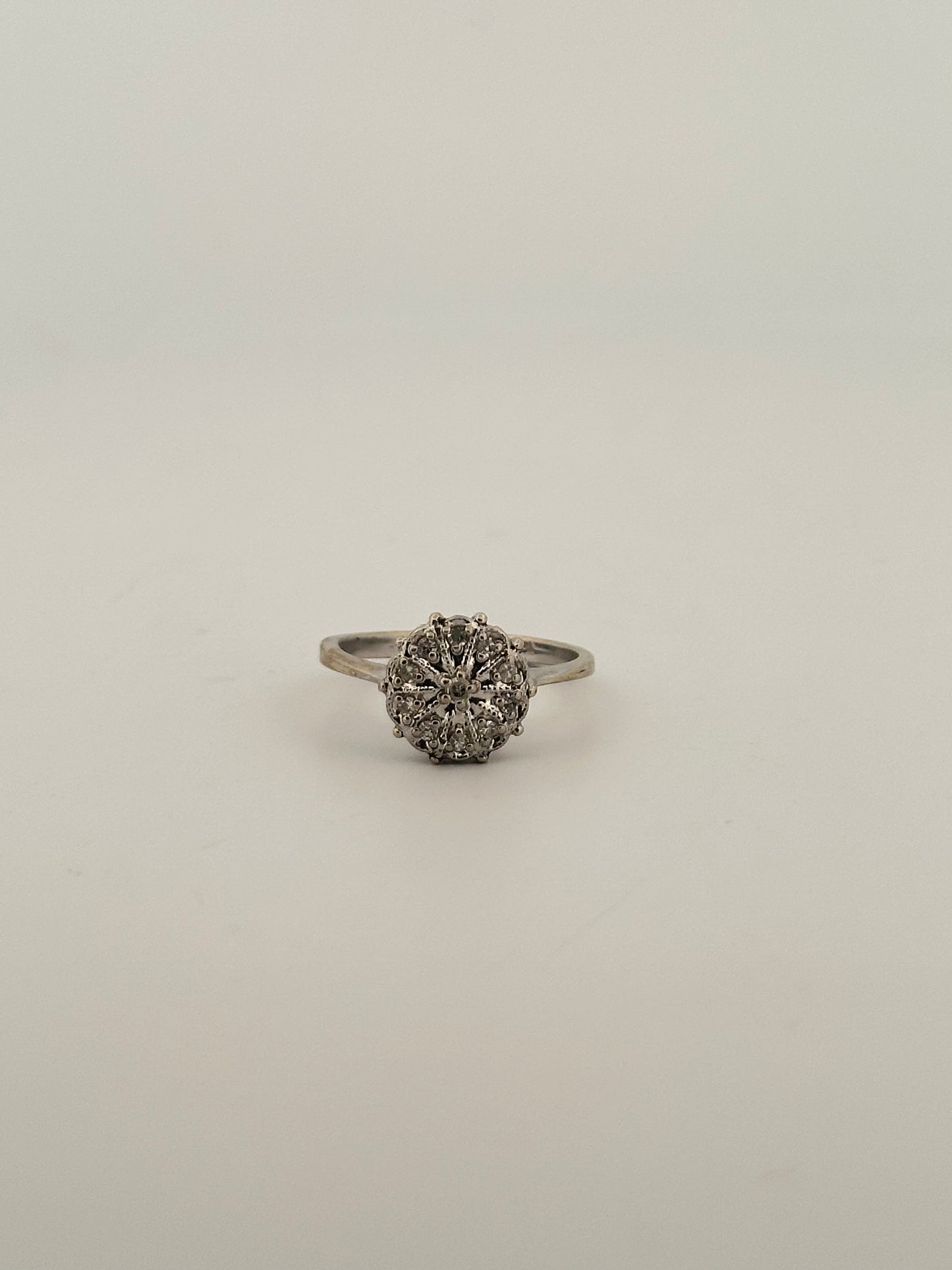 Vintage natural diamond cluster ring in 10k white gold