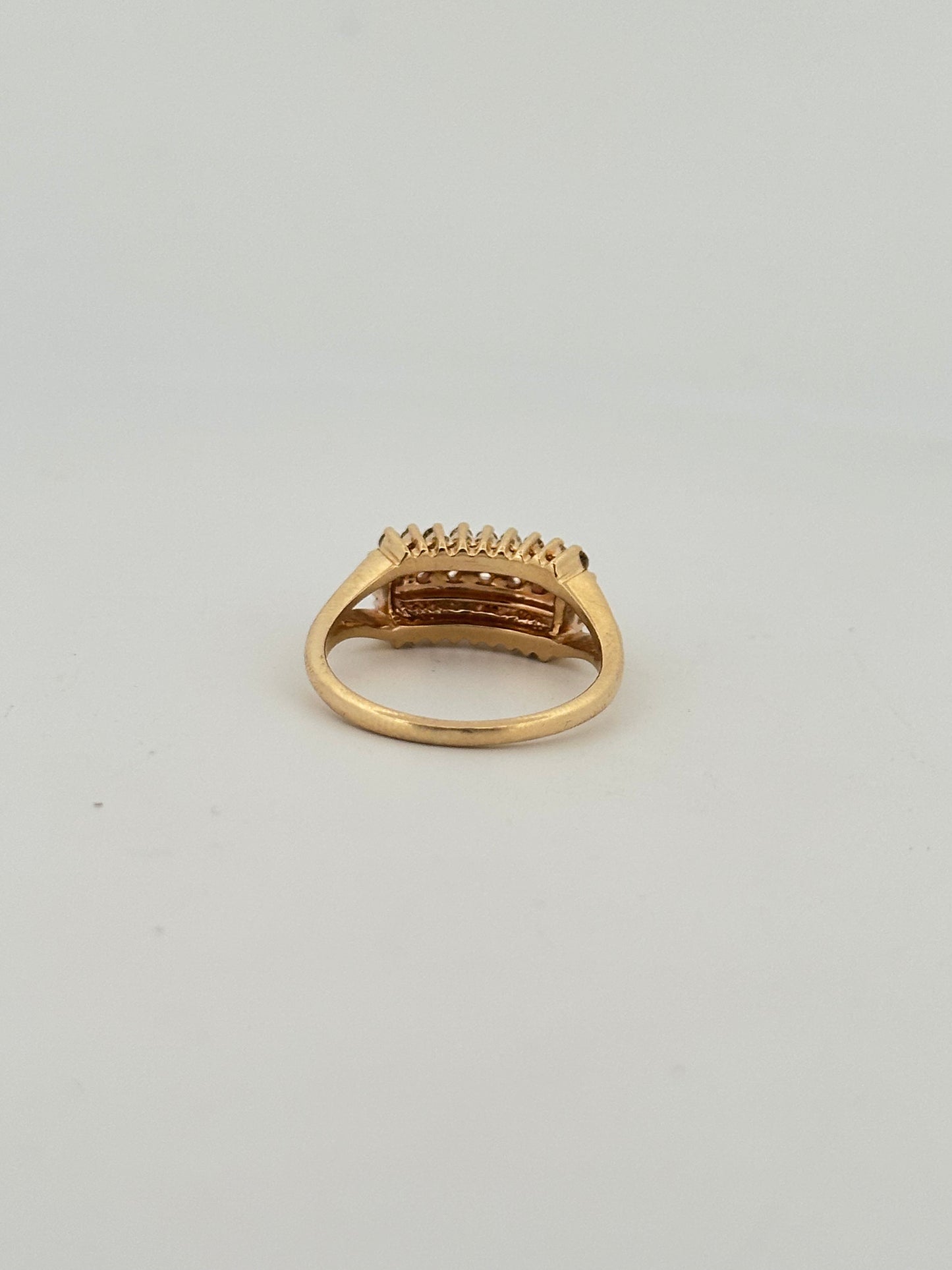Vintage natural diamond triple row band in 14k yellow gold