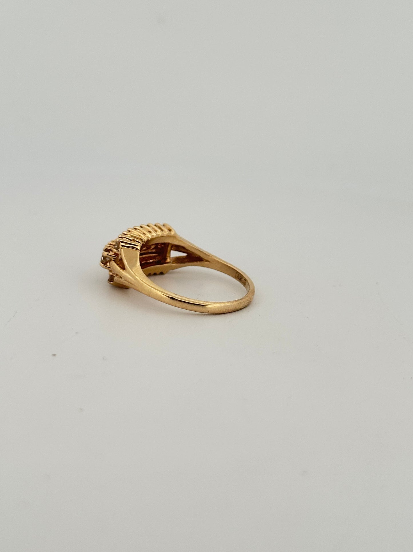 Vintage natural diamond triple row band in 14k yellow gold
