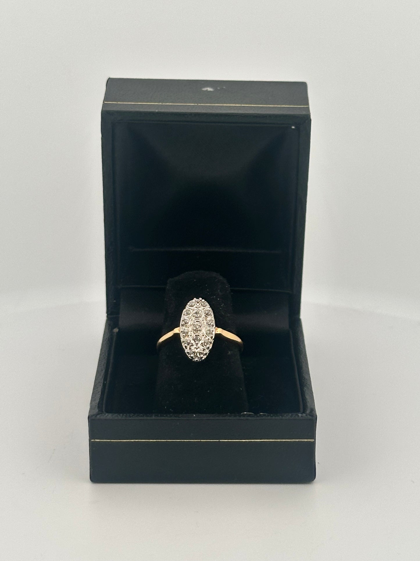Antique Victorian natural diamond navette ring in 14k gold